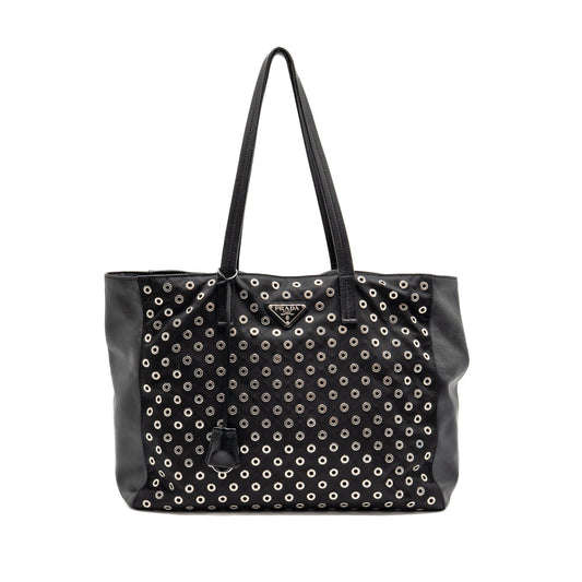 Prada Purse Lambskin Fabric Handbag Black Mini Travel Bag