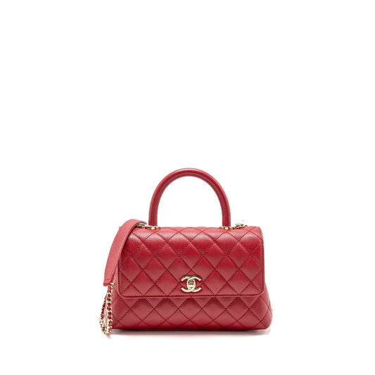 Chanel Coco handle caviar LGHW microchip Red Small Handbag