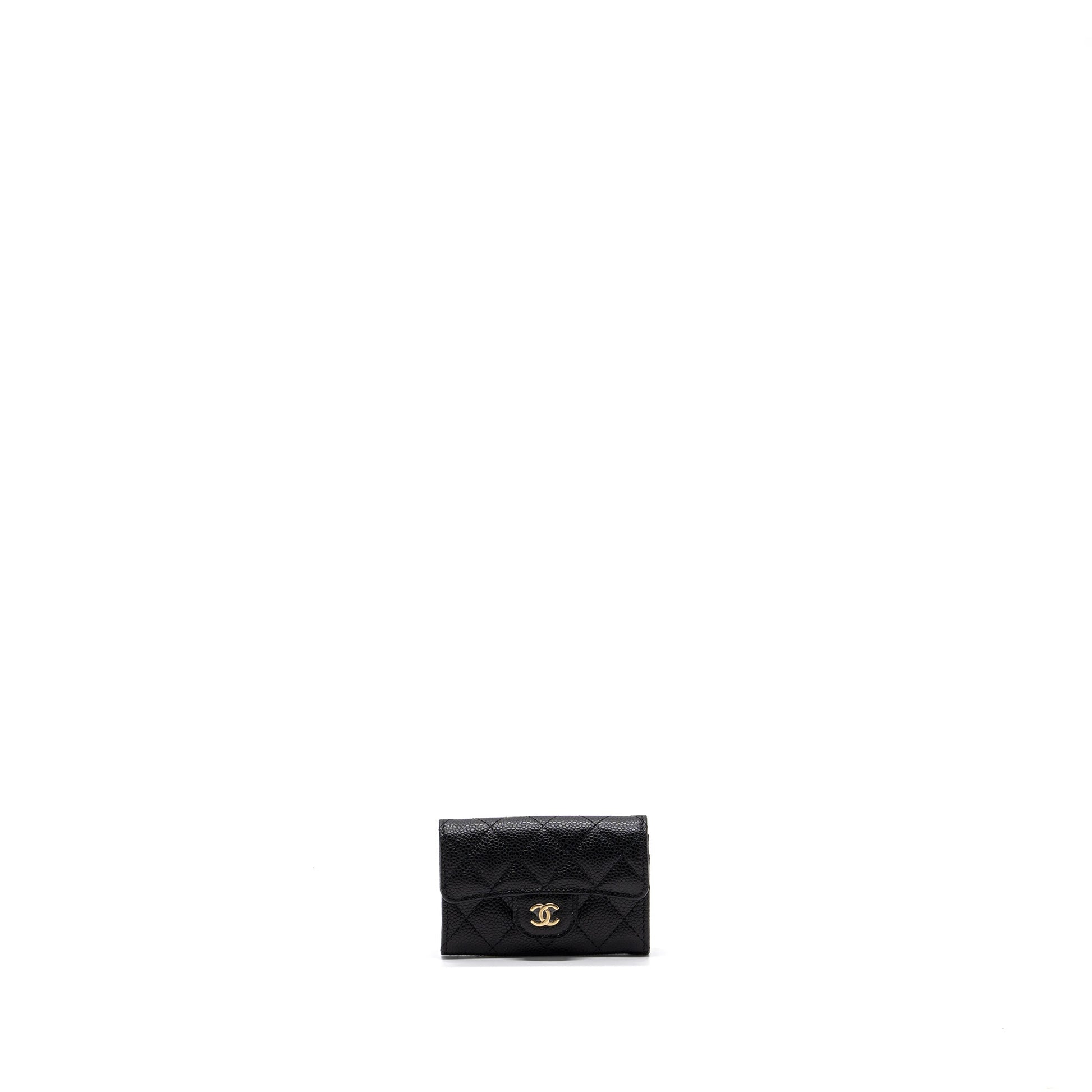 Chanel Classic Flap Card Holder Caviar GHW Black Wallet Case Microchip 5