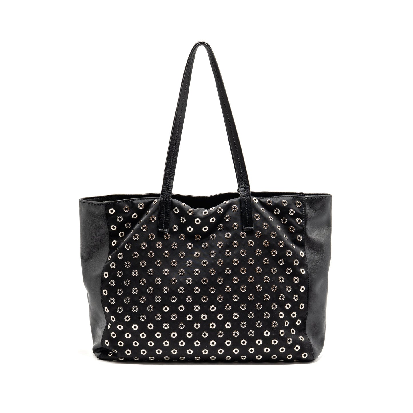 Prada Purse Lambskin Fabric Handbag Black Mini Travel Bag