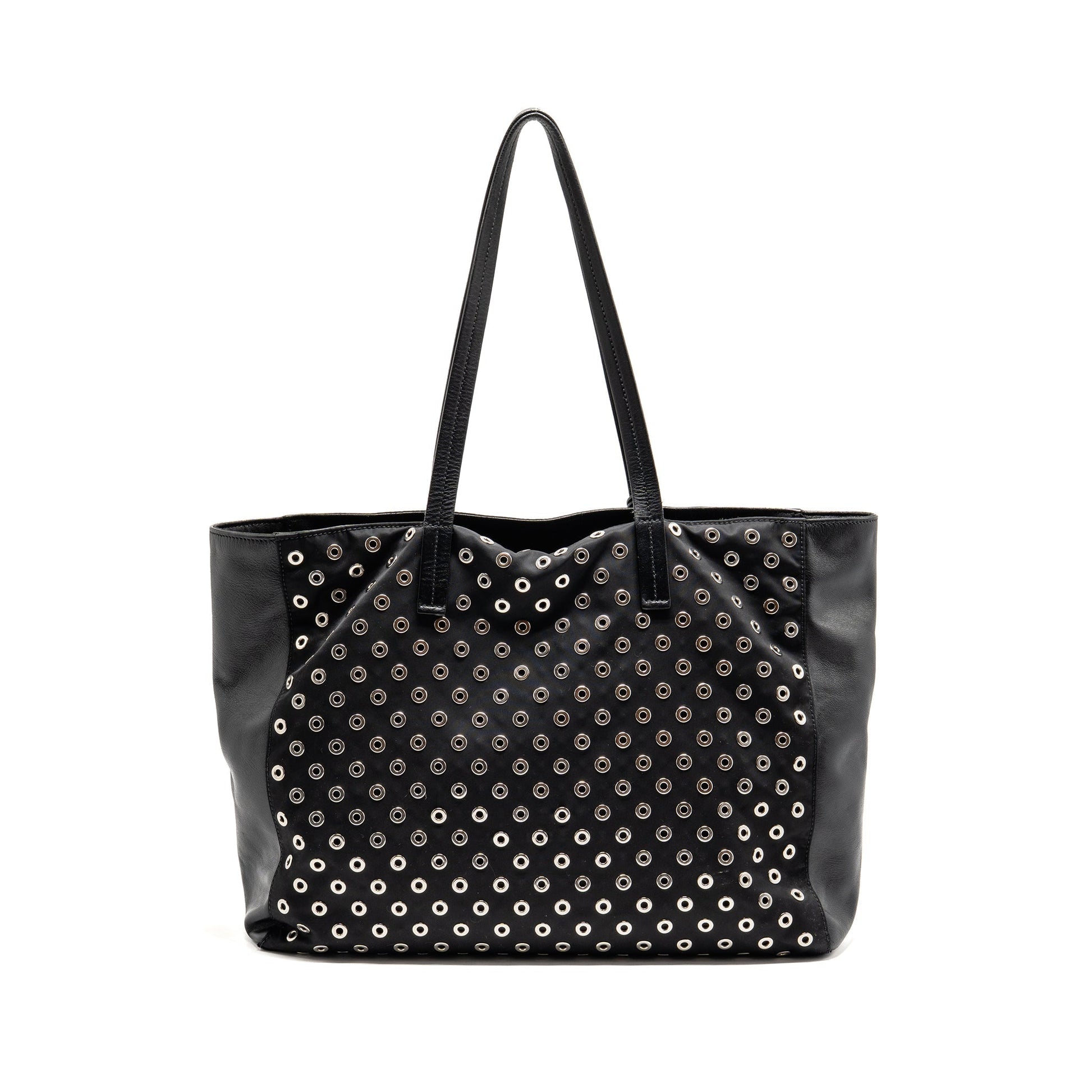Prada Purse Lambskin Fabric Handbag Black Mini Travel Bag