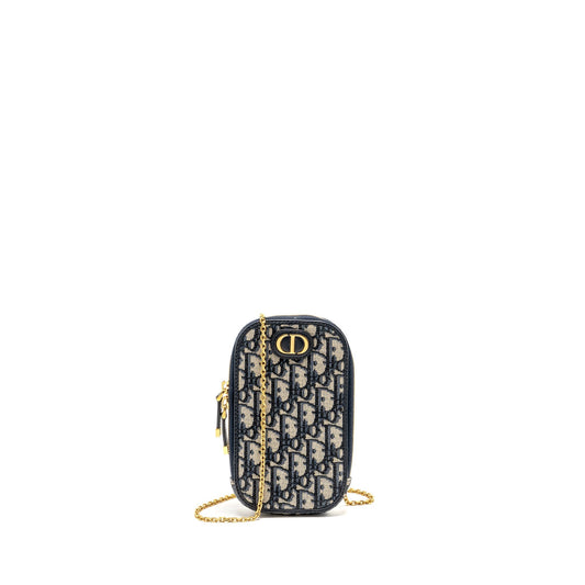 Dior Montaigne Phone Pouch Oblique Jacquard Navy Handbag Canvas Travel Bag