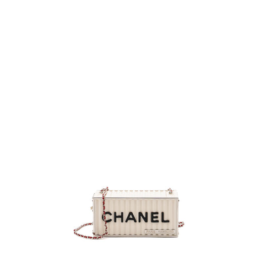 Chanel Paris-Hamburg runway container SHW Black White Red Clutch Bag