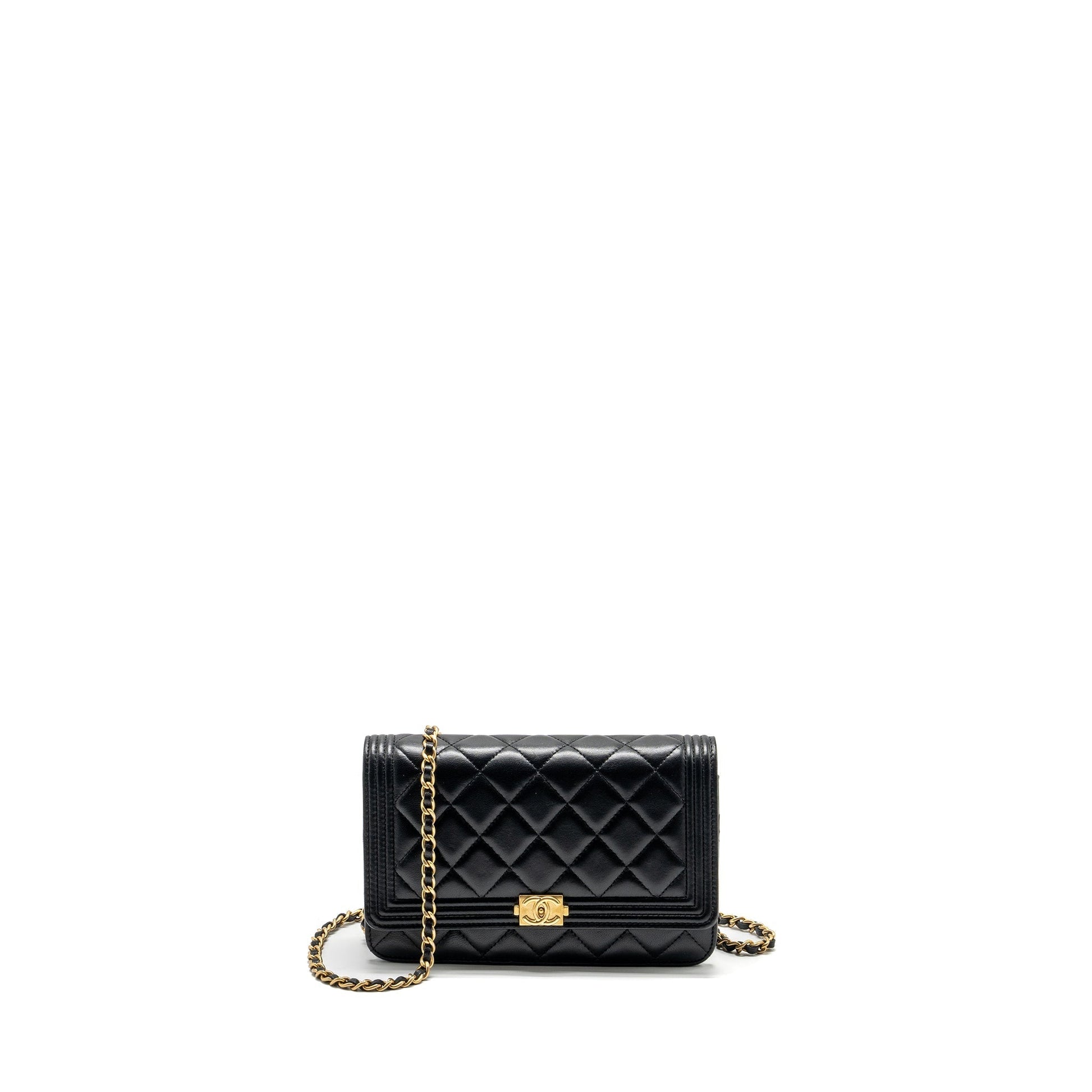Chanel Boy on lambskin GHW Black Wallet Case