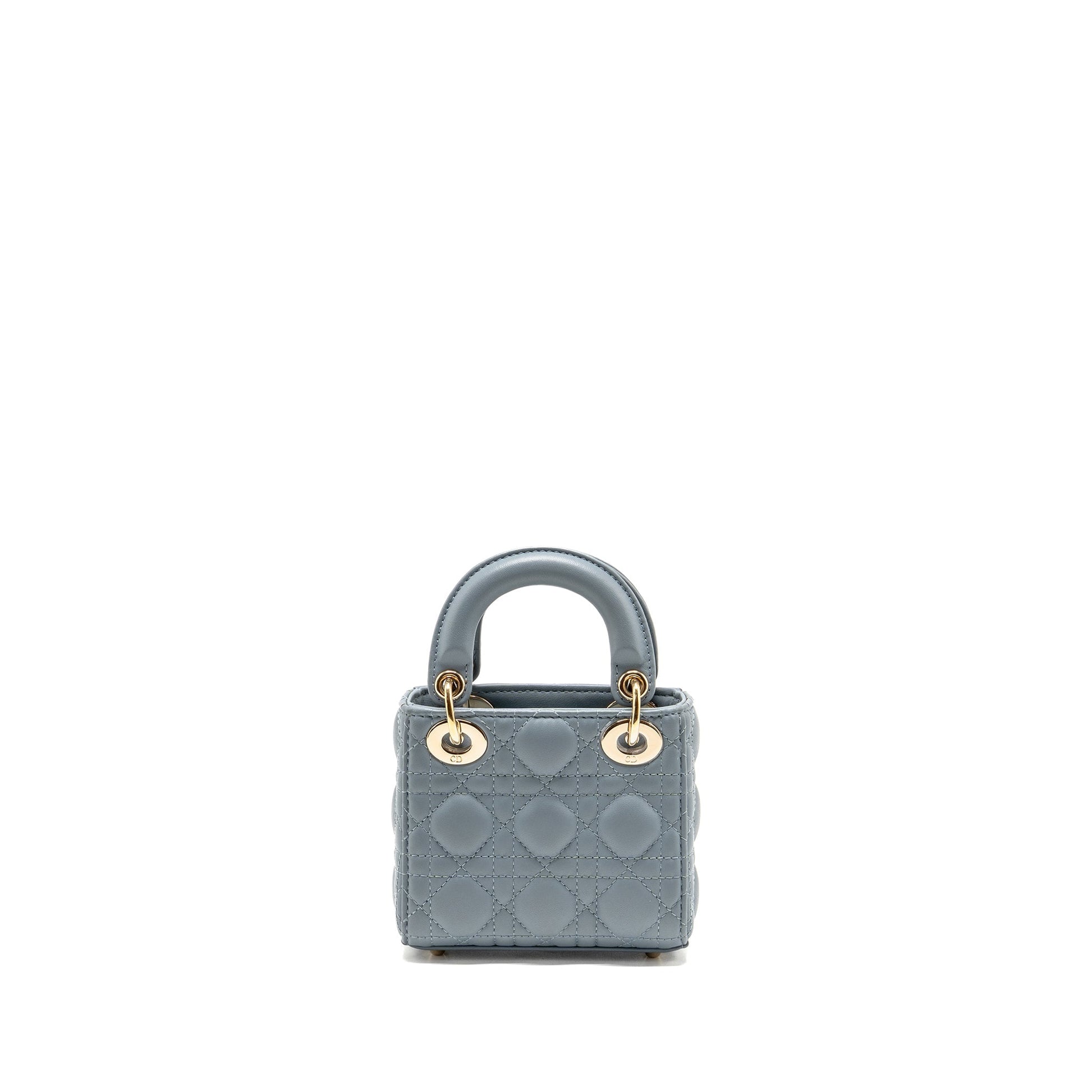 Dior Micro Lady Cannage Lambskin Grey Handbag Travel Bag