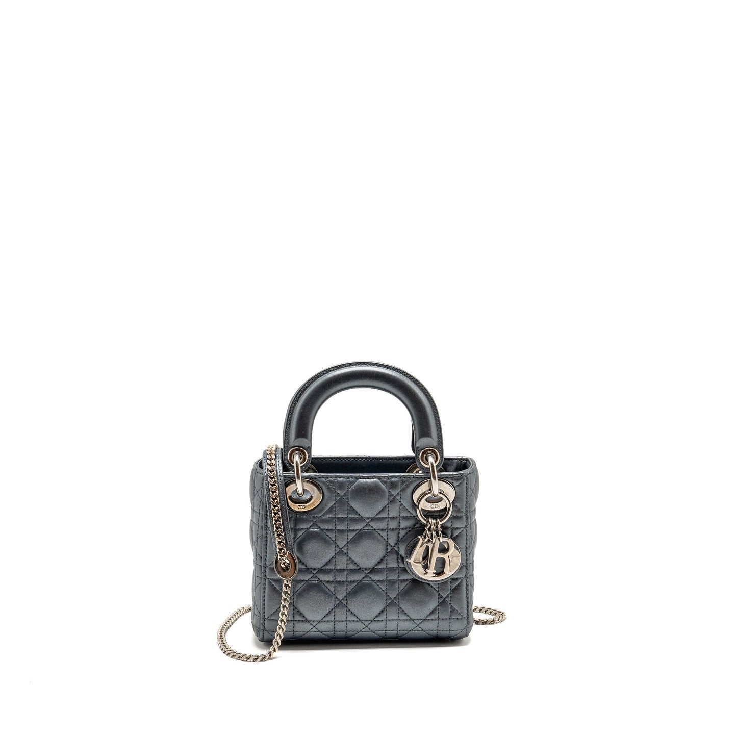 Dior Lady Lambskin Iridescent Grey Handbag Mini Travel Bag