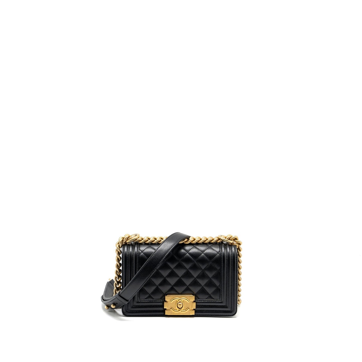 Chanel boy caviar GHW Microchip Black Small Handbag Ghw Microchip