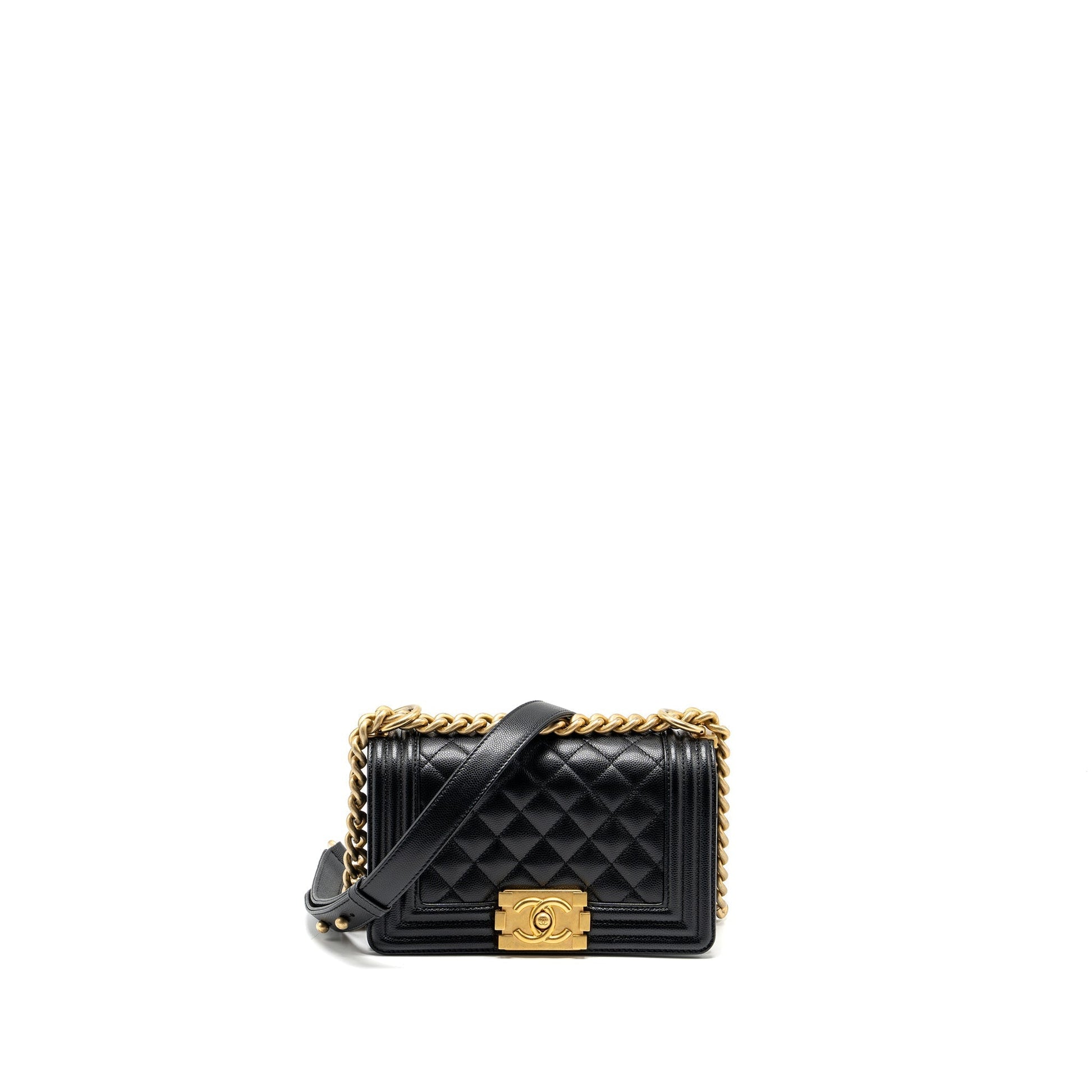 Chanel boy caviar GHW Microchip Black Small Handbag Ghw Microchip