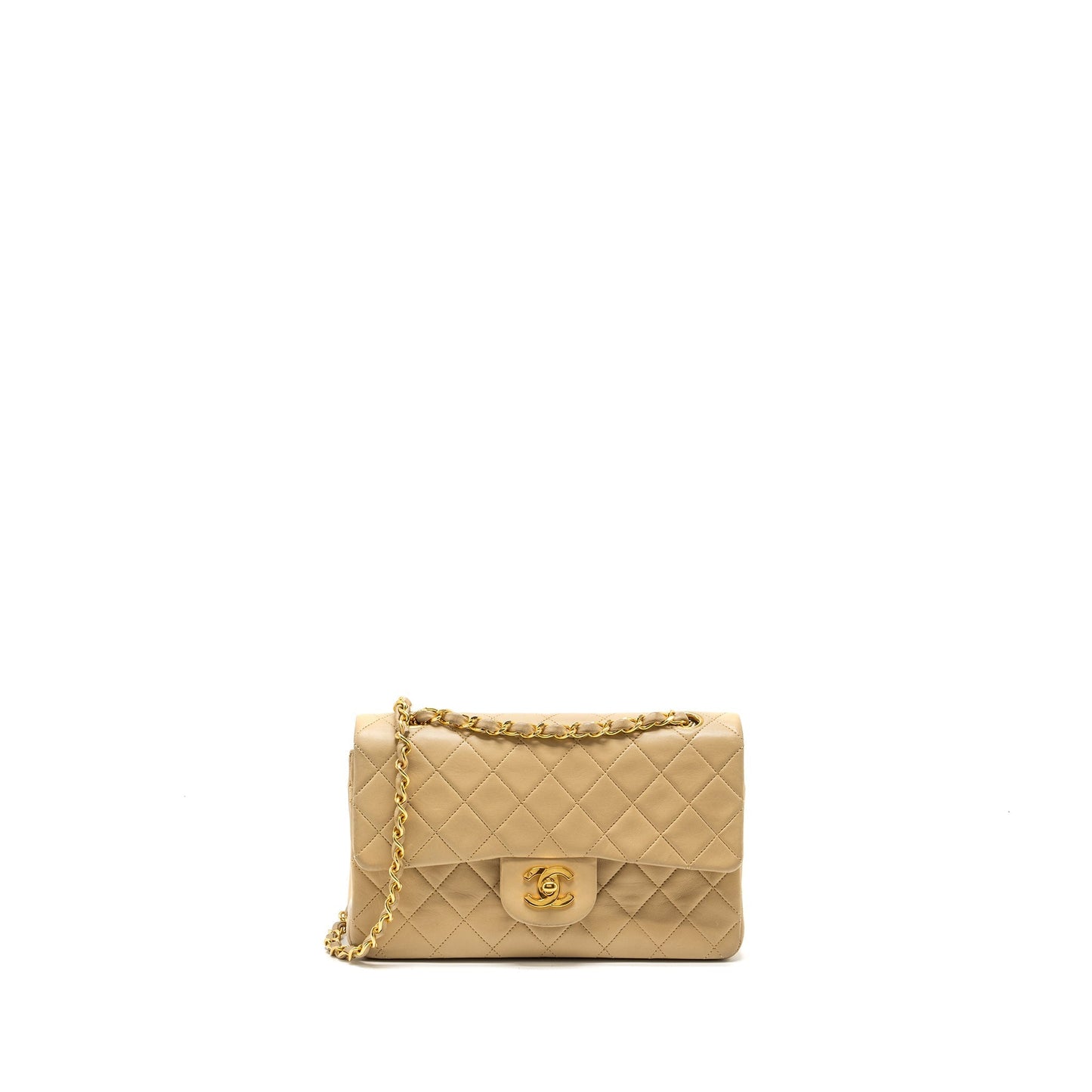 Chanel classic flap lambskin GHW Beige Small Shoulder Bag