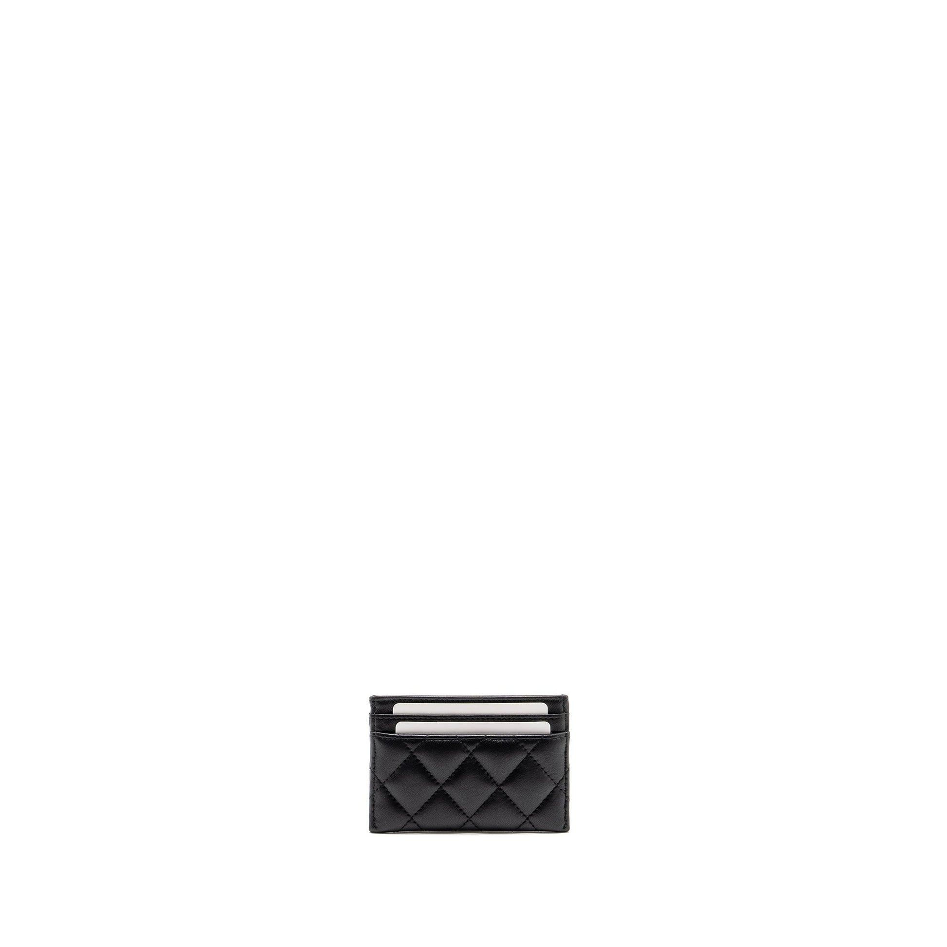 Chanel Detail CC Logo Card Holder Lambskin Black Wallet Case
