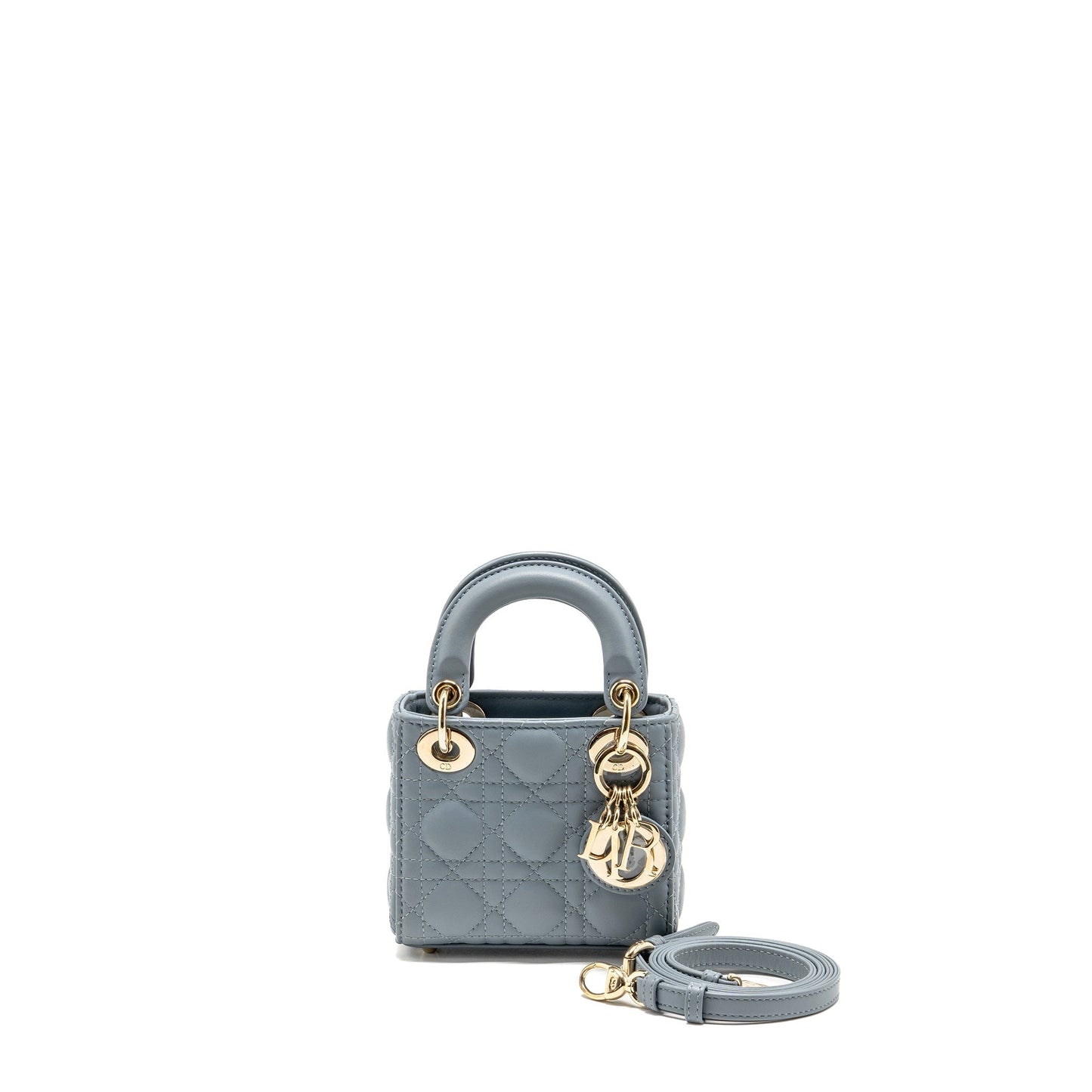 Dior Micro Lady Cannage Lambskin Grey Handbag Travel Bag
