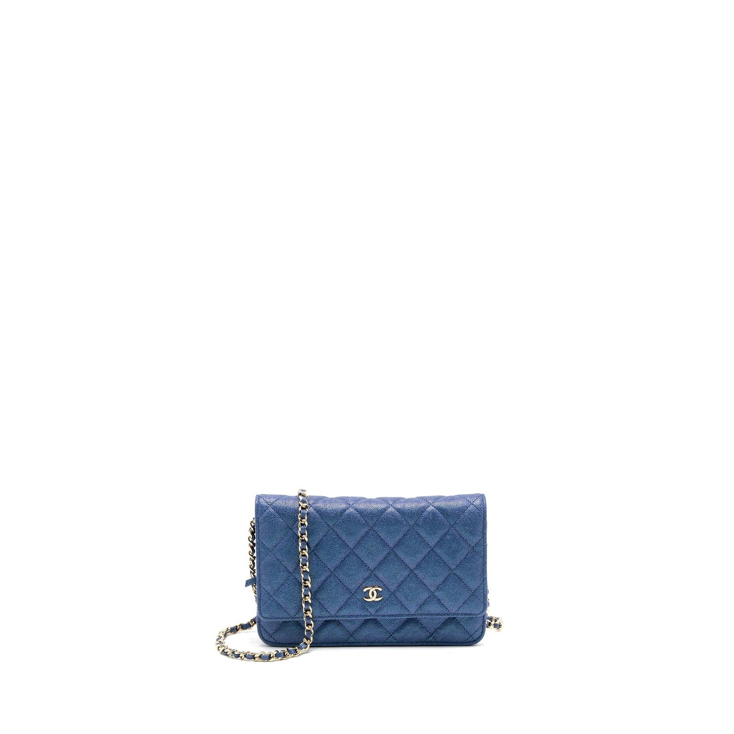 Chanel Classic On Caviar Iridescent LGHW Blue Wallet Case Lghw 1