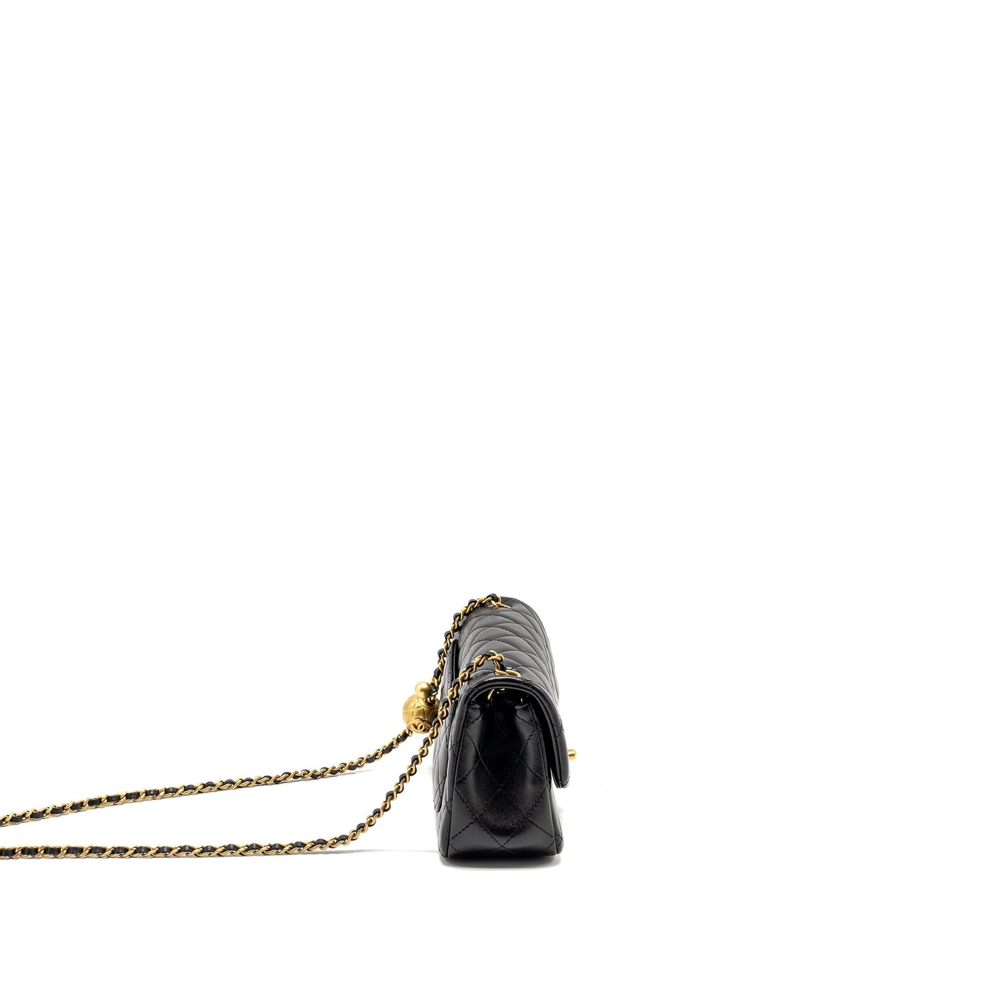 Chanel 24K Pearl Crush Rectangular Flap Shiny Black Shoulder Bag Microchip 1