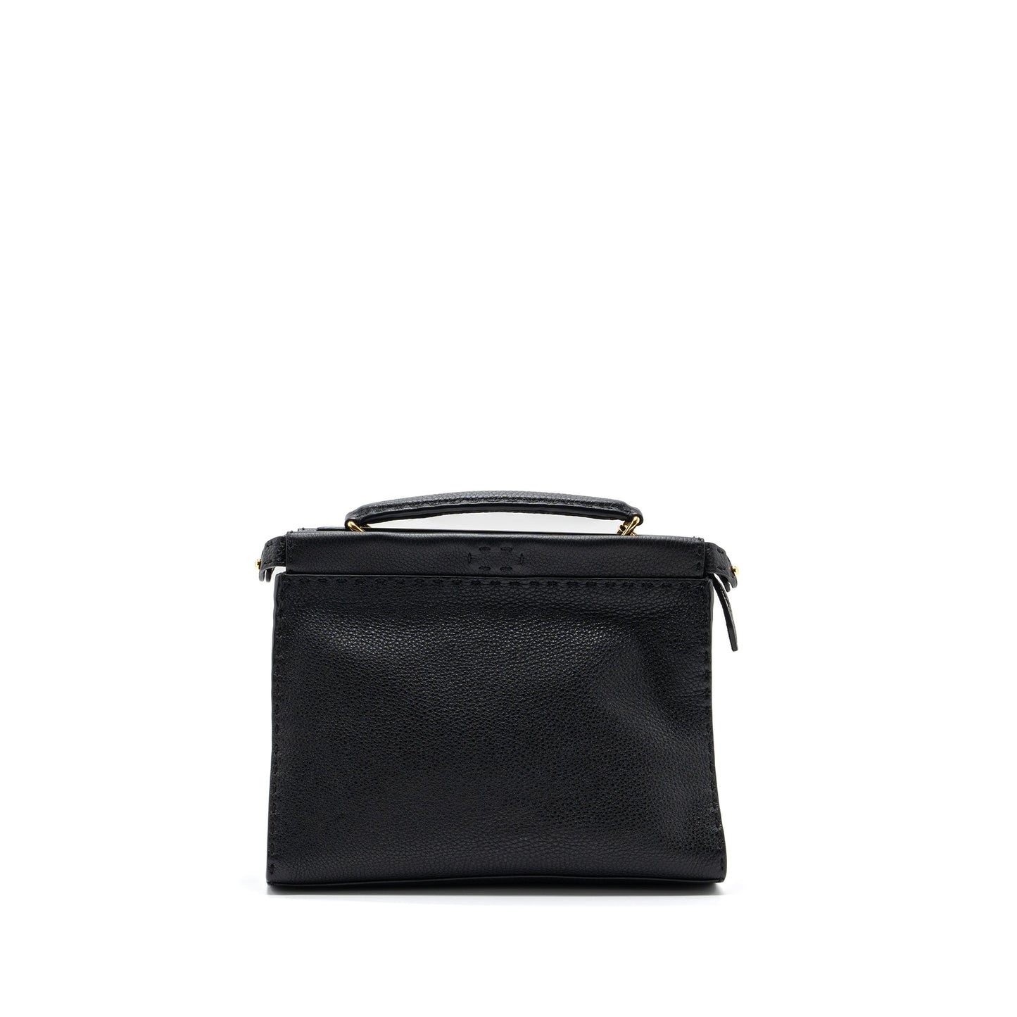 Fendi Peekaboo Fit Selleria Purse With Topstiching Leather Black Mini Travel Bag