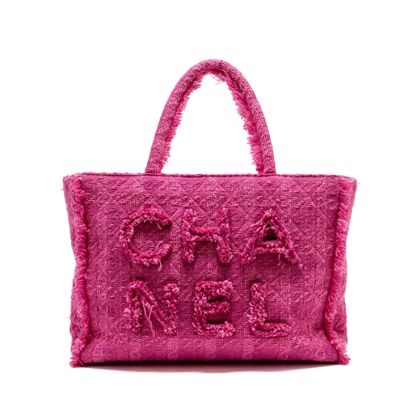 Chanel Letter Logo Zipped Shopping Tweed GHW Pink Handbag