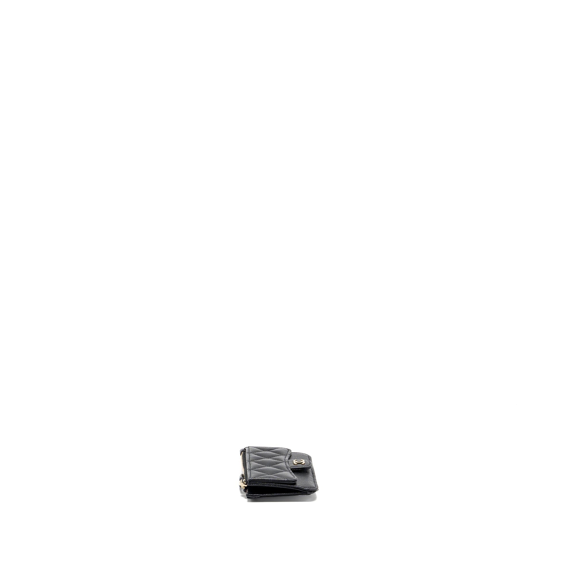 Chanel Flap Zip Card Holder Caviar LGHW Black Wallet Case