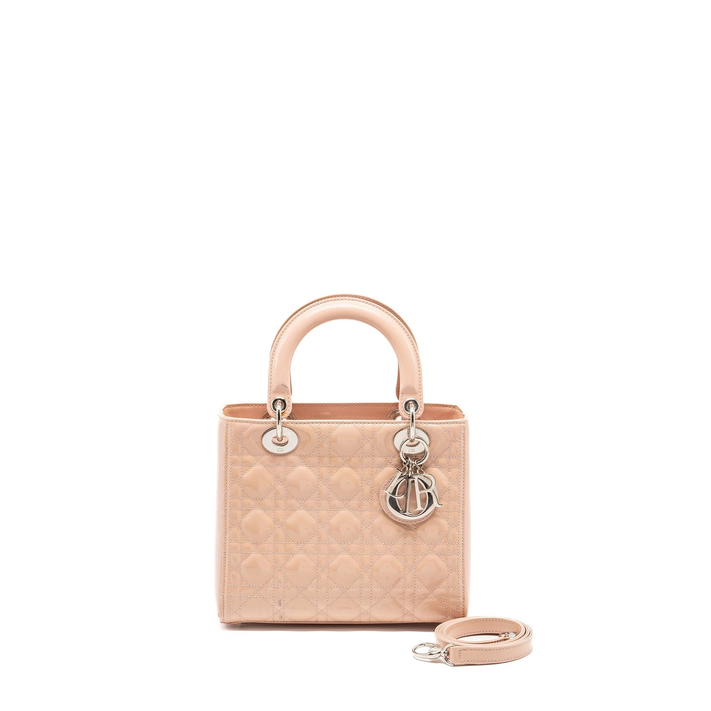 Dior Lady Patent Handbag Pink Medium Travel Bag