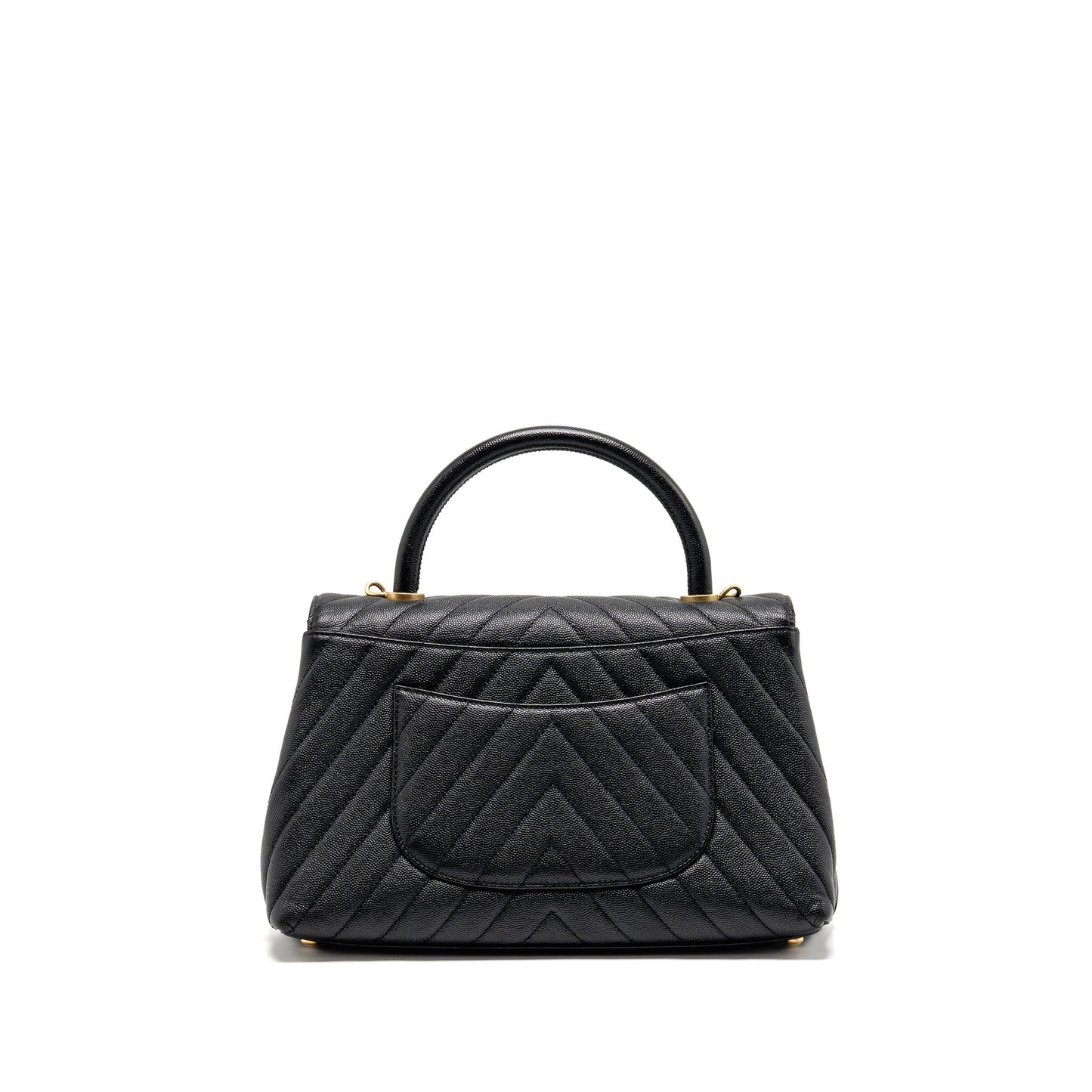 Chanel Chevron Coco handle caviar GHW Black Handbag