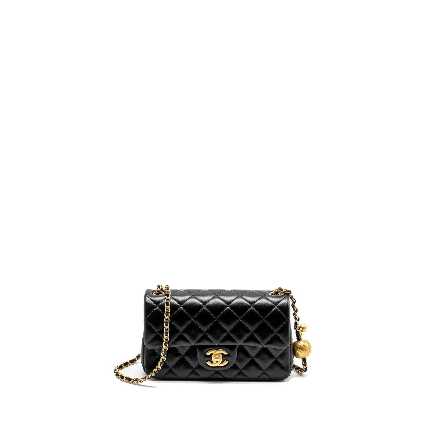 Chanel 24K Pearl Crush Rectangular Flap Shiny Black Shoulder Bag Microchip 1