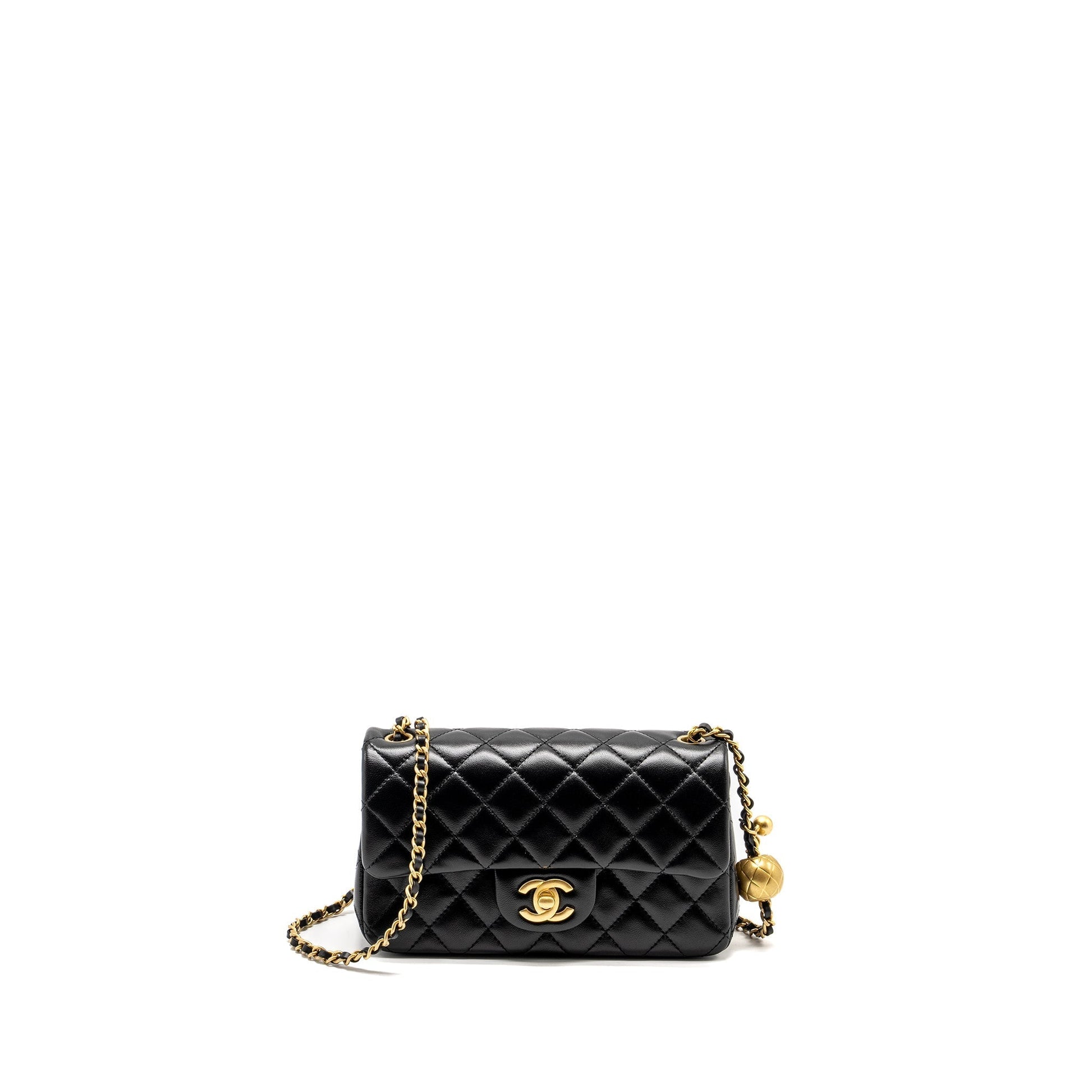 Chanel 24k Pearl Crush Rectangular Flap Shiny Black Shoulder Bag Ghw Microchip