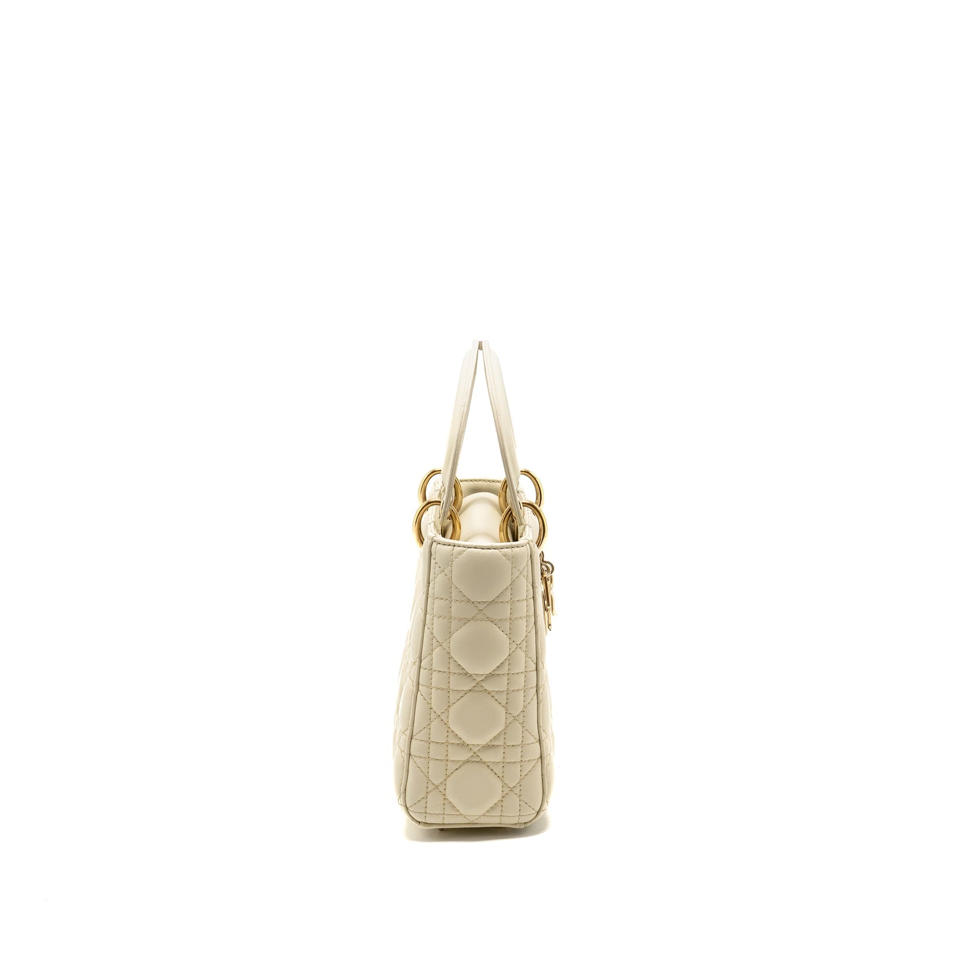 Dior Lady Lambskin Handbag White Small Travel Bag