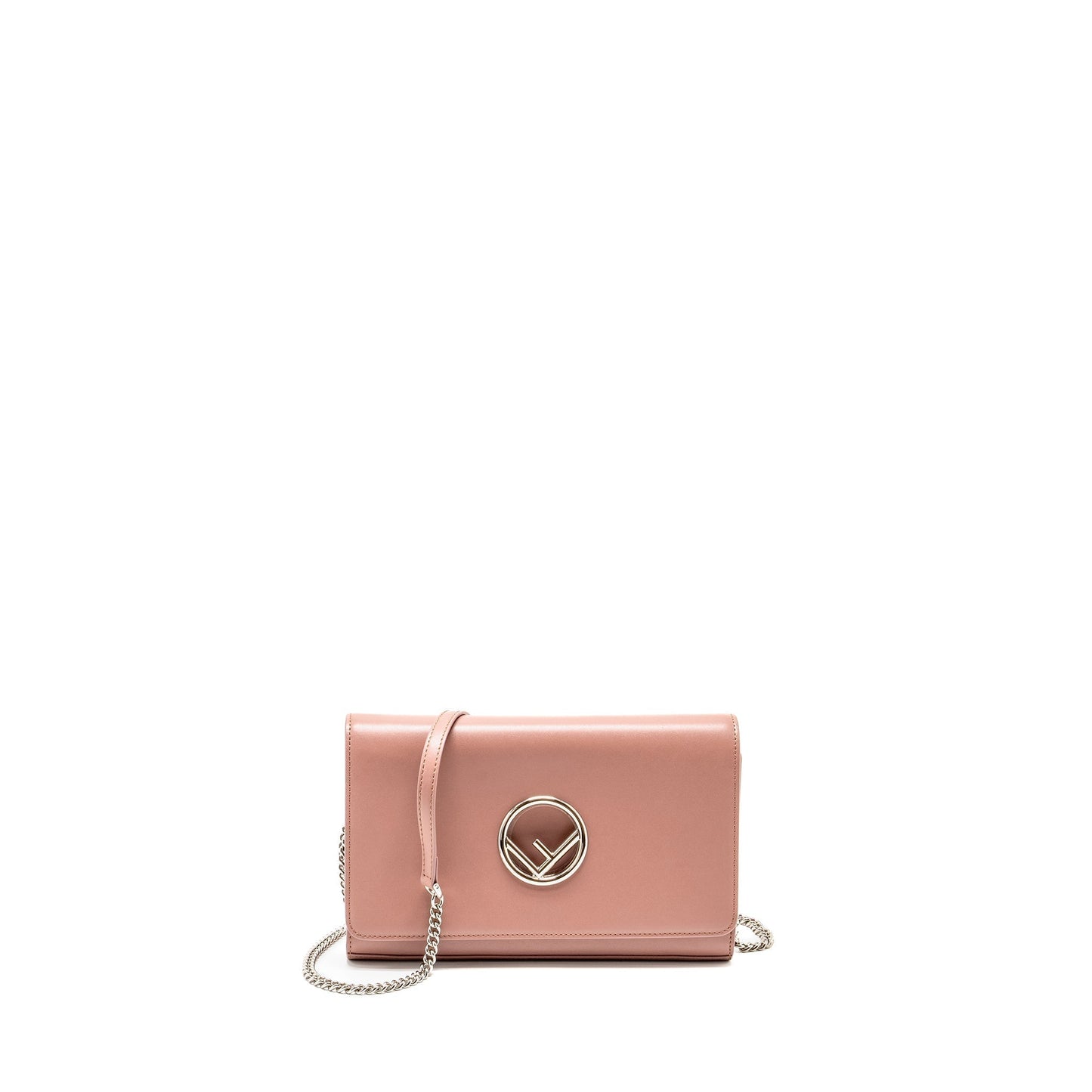 Fendi Crossbody Purse Calfskin Light Pink Logo Crossbody Bag
