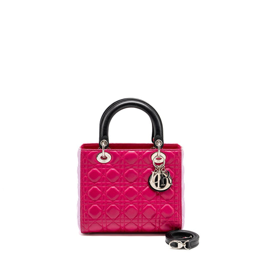Dior Lady Lambskin Multicolour Handbag Pink Medium Travel Bag