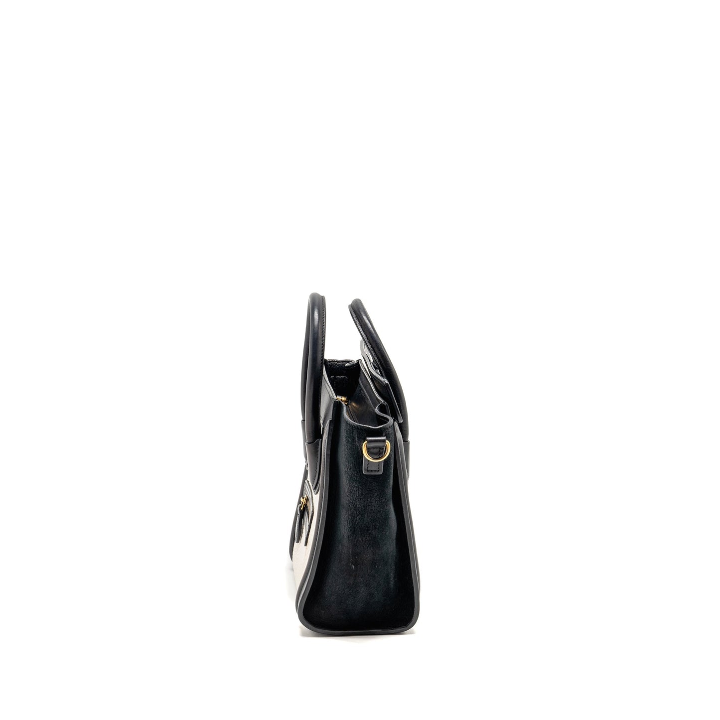 Celine Nano Luggage Purse Calfskin Handbag Black White Travel Bag