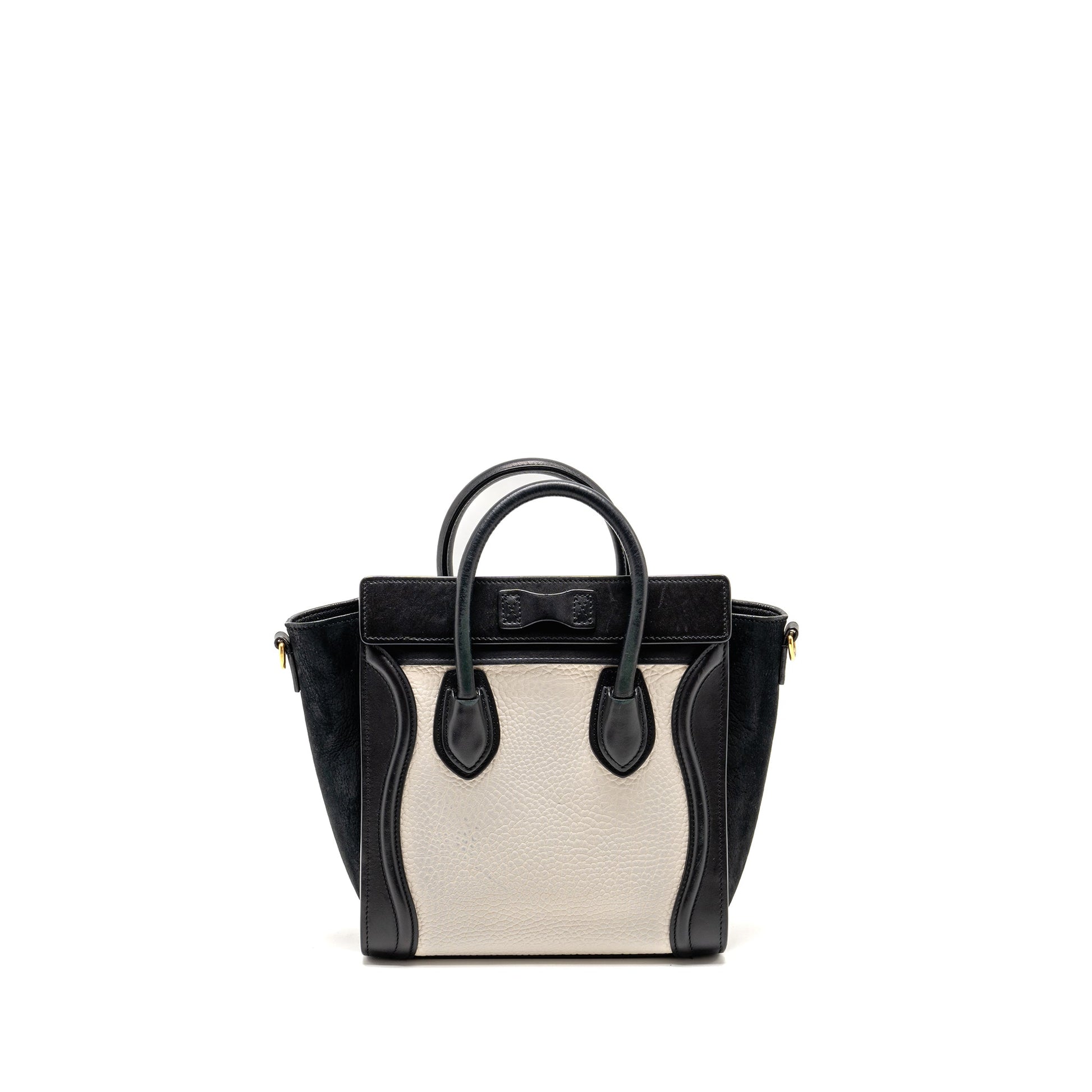 Luxury Nano Luggage Bag Calfskin Ghw Black White Travel Bag