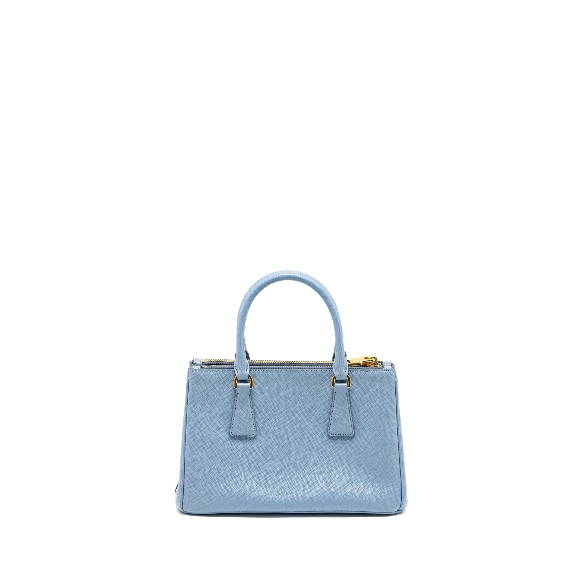 Prada Saffiano Tote Purse Calfskin Light Handbag Blue Small Tote Bag
