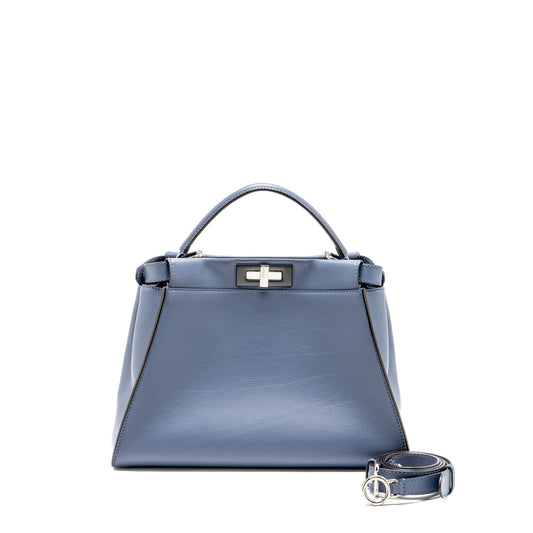 Fendi Peekaboo Calfskin Multicolour Hardware Handbag Blue Medium Travel Bag