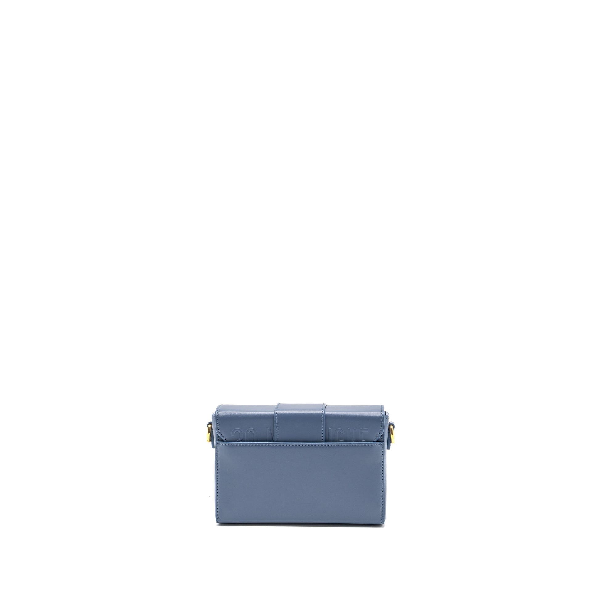 Dior Montaigne Box Purse Calfskin Light Handbag Blue Travel Bag