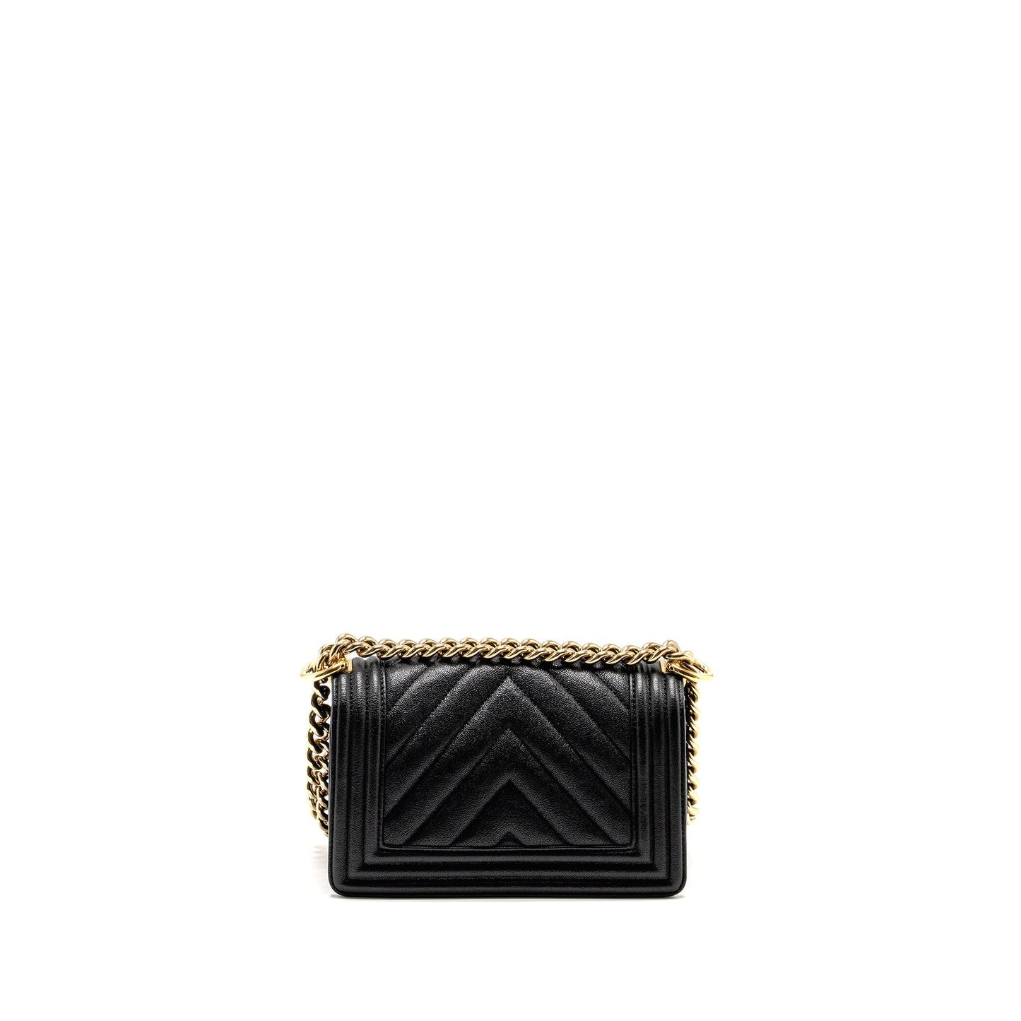 Chanel Chevron Boy Caviar GHW Black Small Handbag