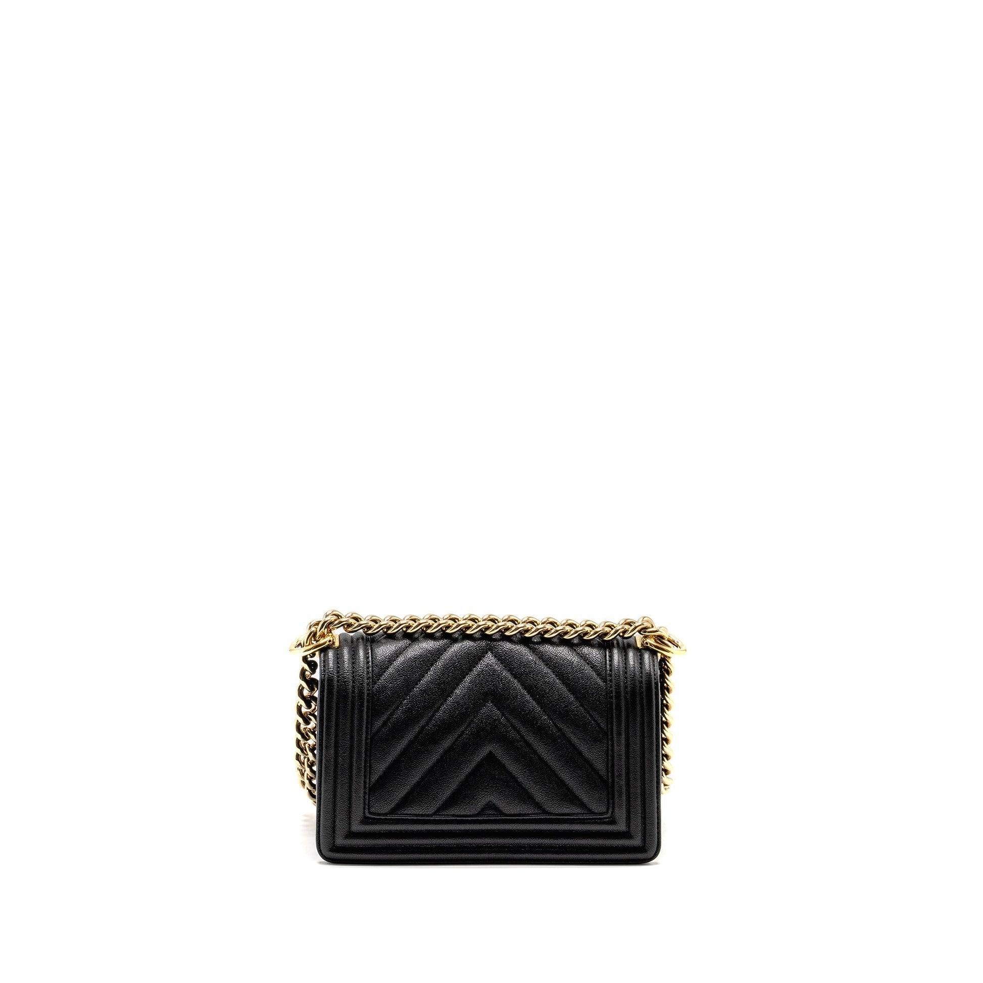 Chanel Chevron Boy Caviar GHW Black Small Handbag