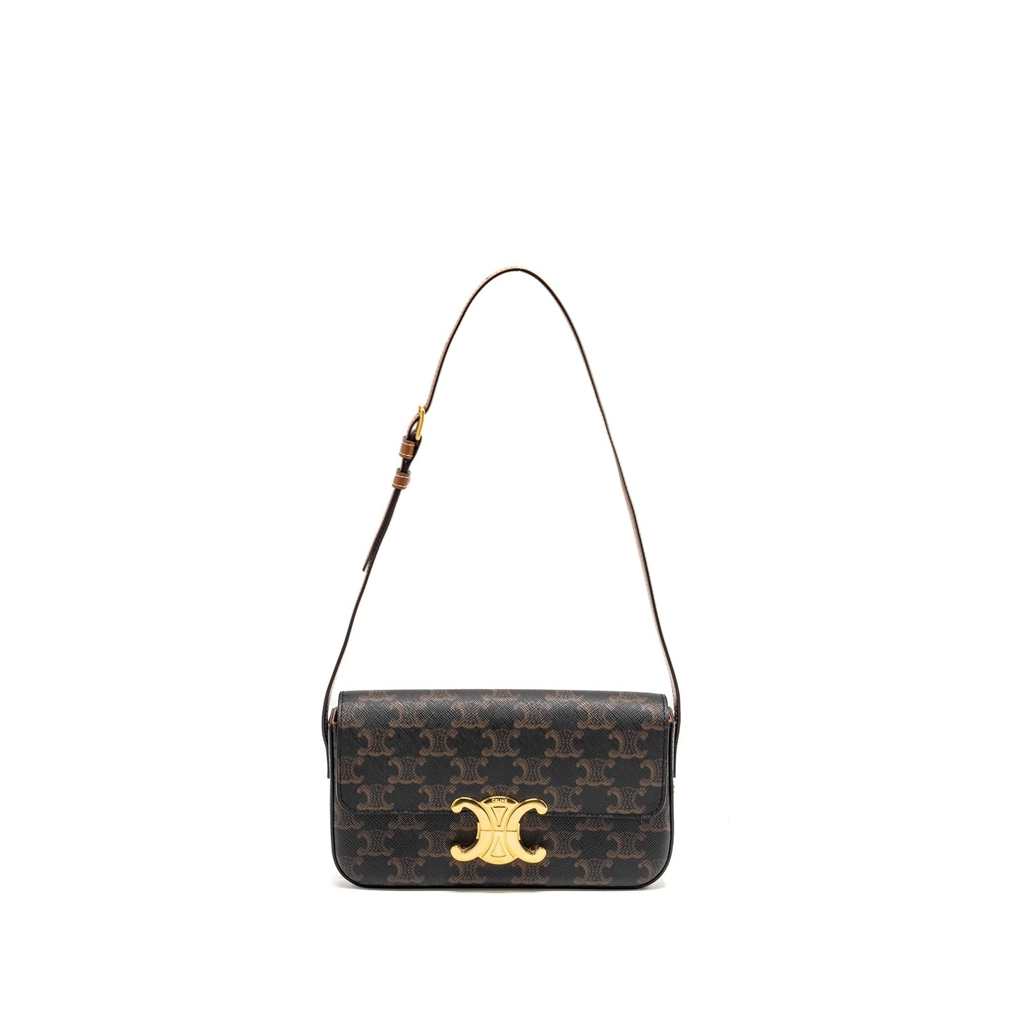 Celine Triomphe Purse Calfskin Handbag Tan Mini Travel Bag