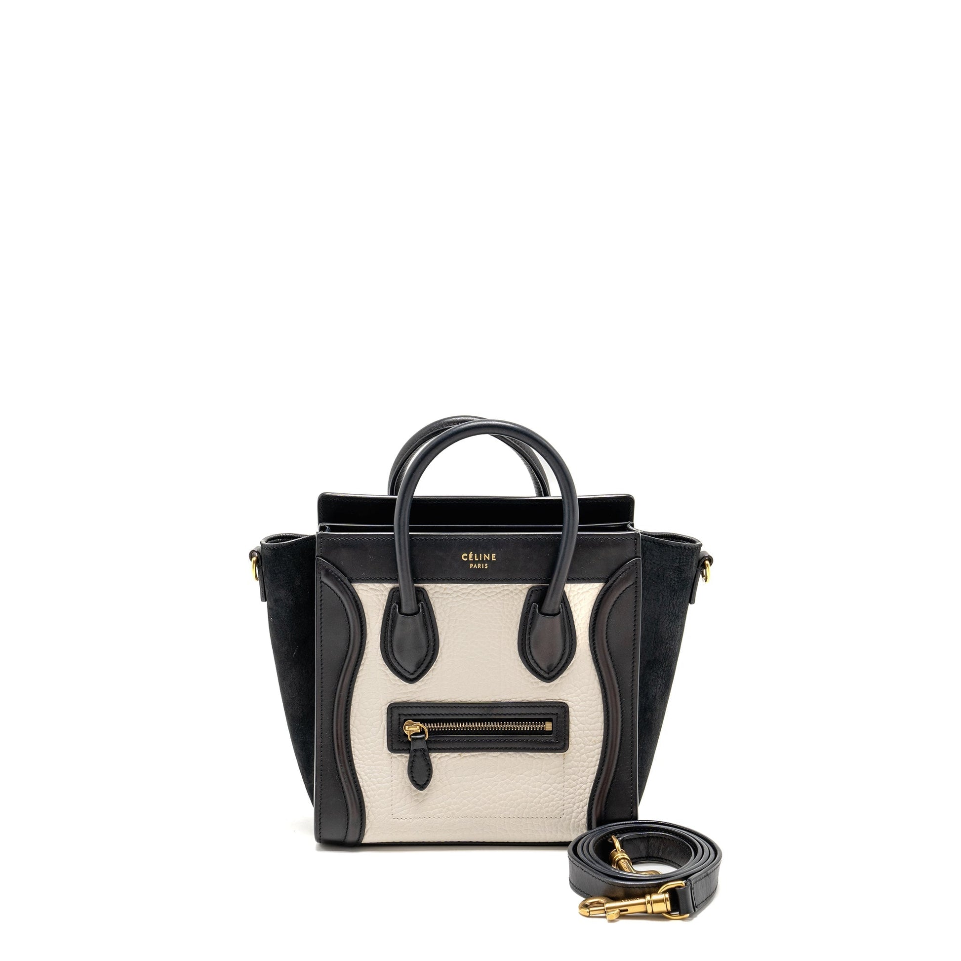 Luxury Nano Luggage Bag Calfskin Ghw Black White Travel Bag