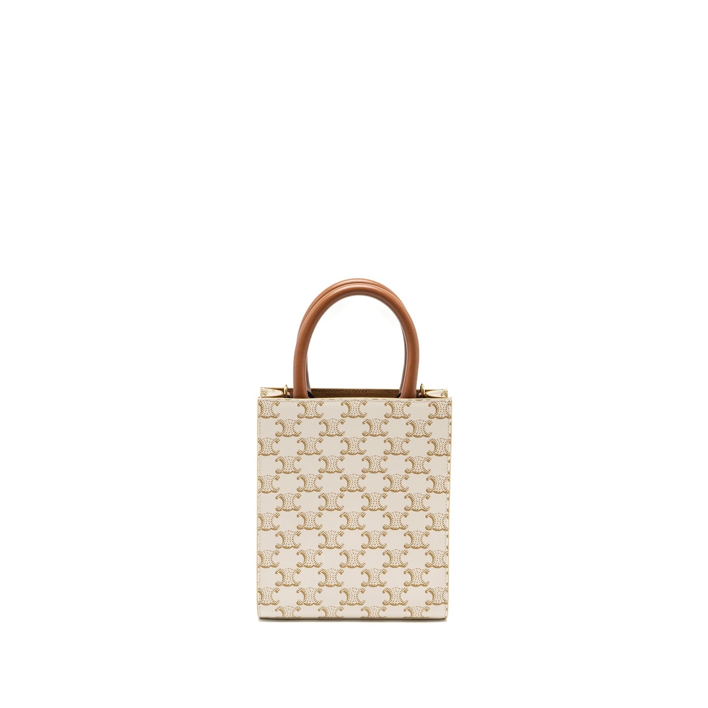 Celine Vertical Cabas In Triomphe Calfskin Handbag Canvas White Travel Bag