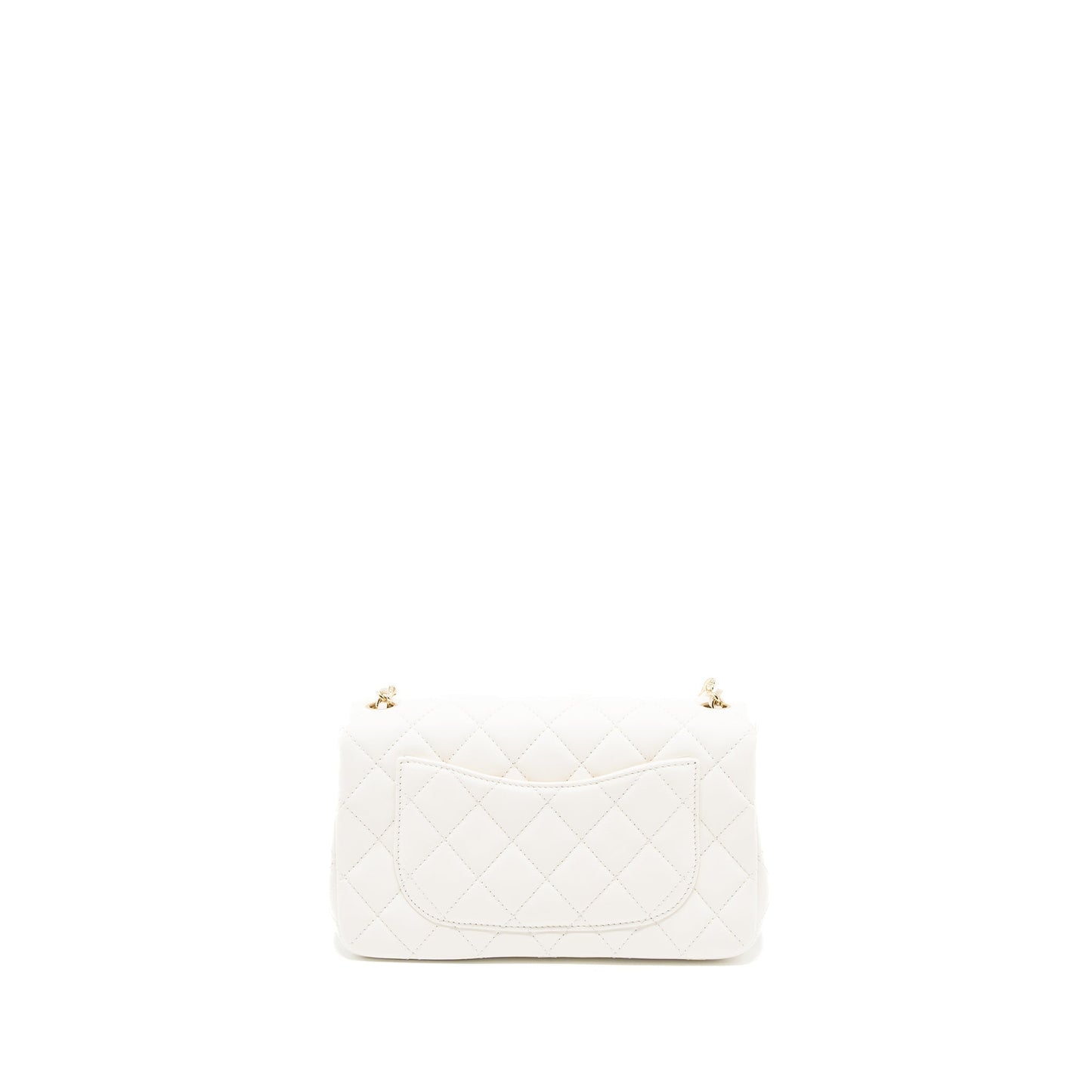 Chanel 23C Pearl Crush Rectangular Flap Lambskin White Shoulder Bag