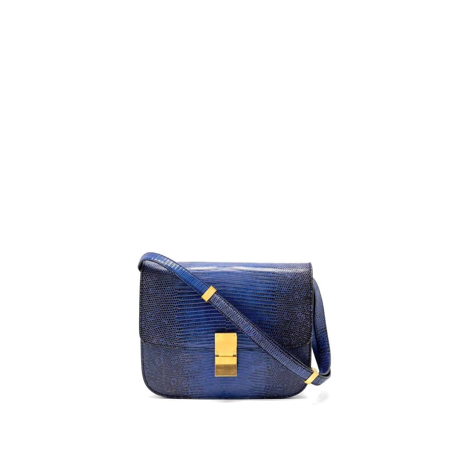Luxury Classic Box Bag Lizard Ghw Blue Medium Travel Bag