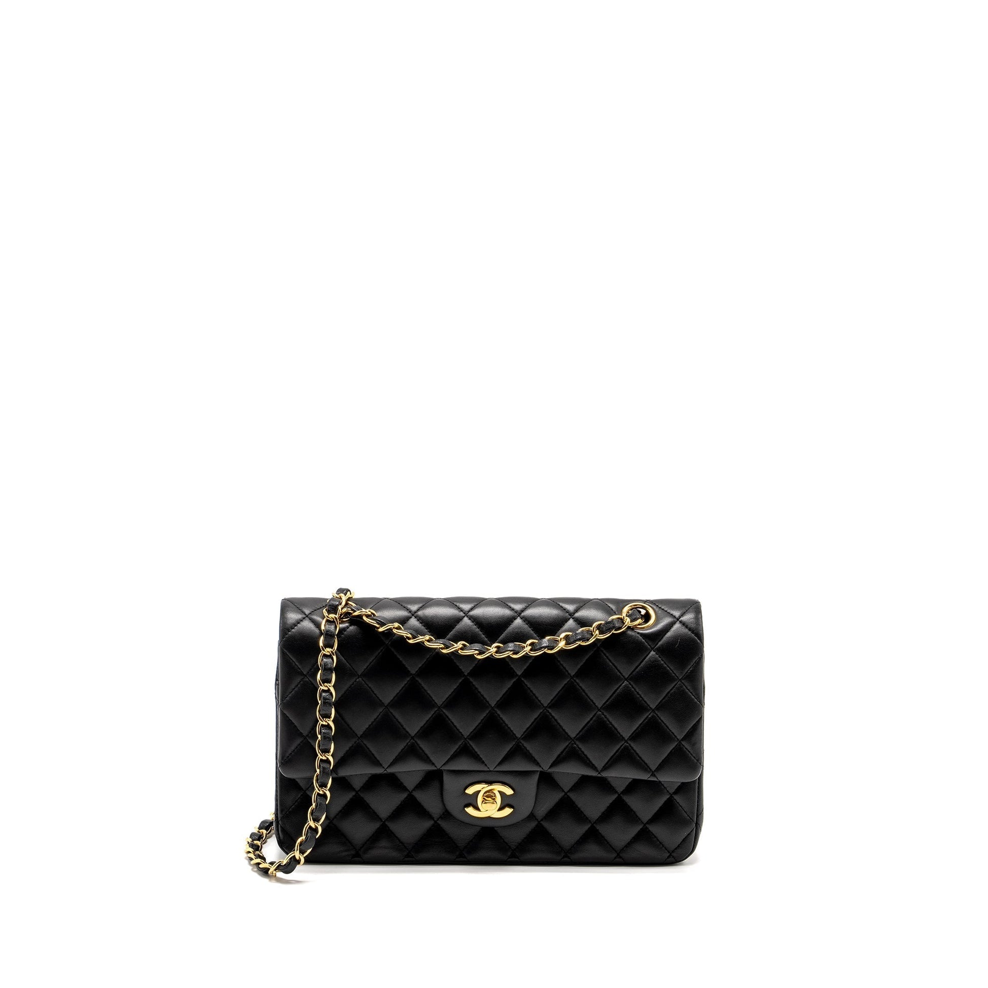 Chanel Classic Double Flap Lambskin GHW Black Shoulder Bag Ghw 9