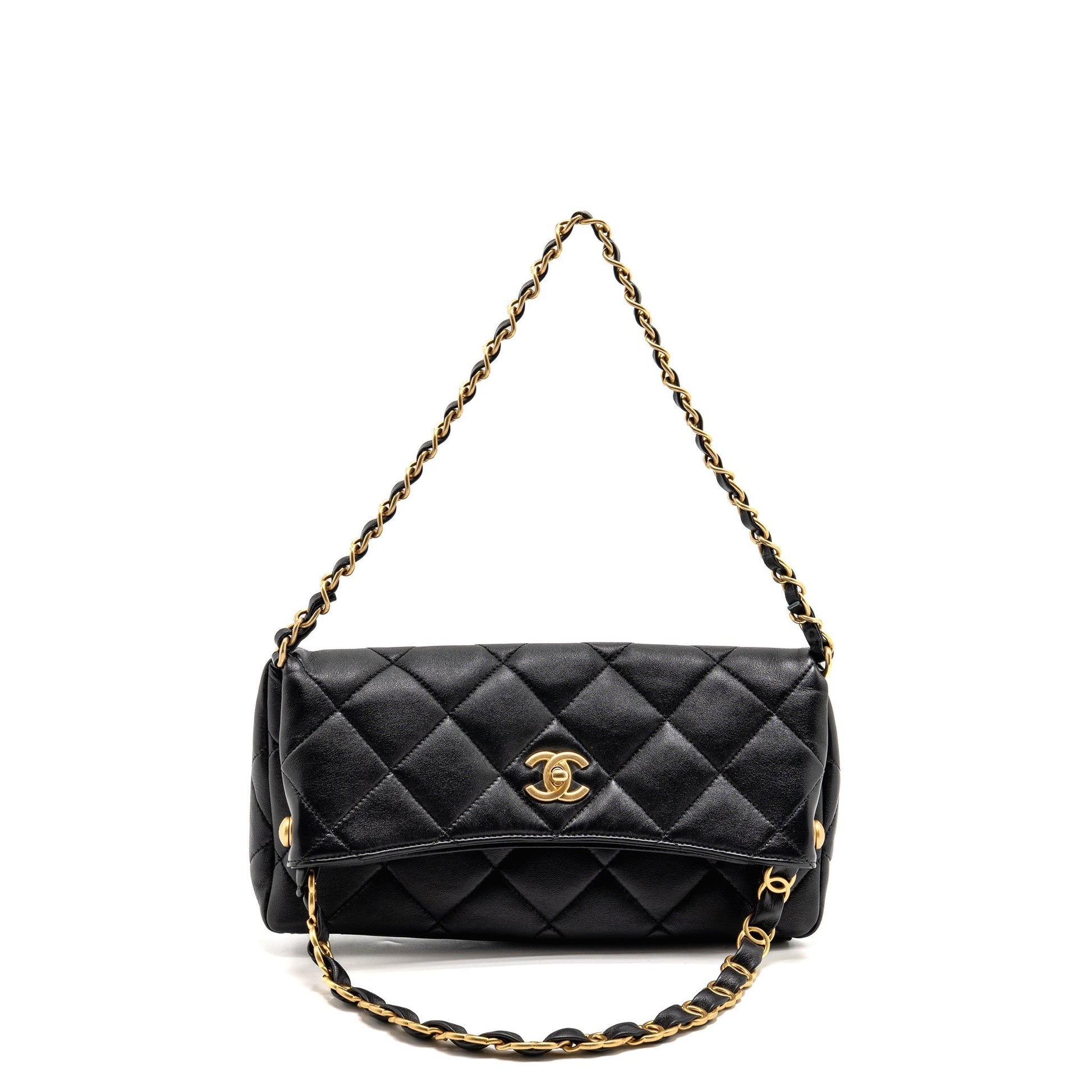 Chanel Hobo Lambskin GHW Microchip Black Shoulder Bag Ghw Microchip