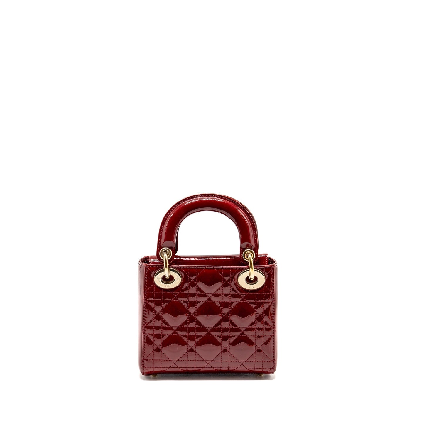 Dior Lady Patent Handbag Leather Red Travel Bag 3