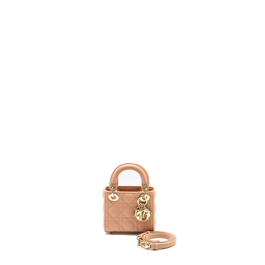 Dior Lady Micro Purse Cannage Lambskin Rose Des Travel Bag