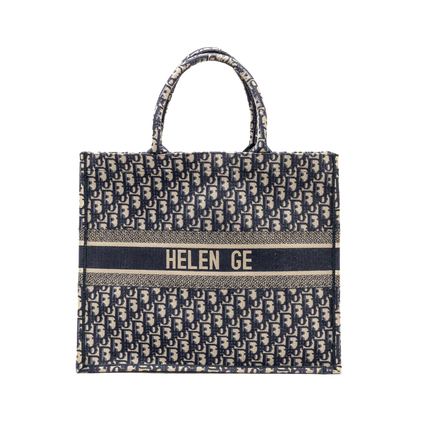 Dior Book Tote Oblique Handbag Canvas Blue Tote Bag