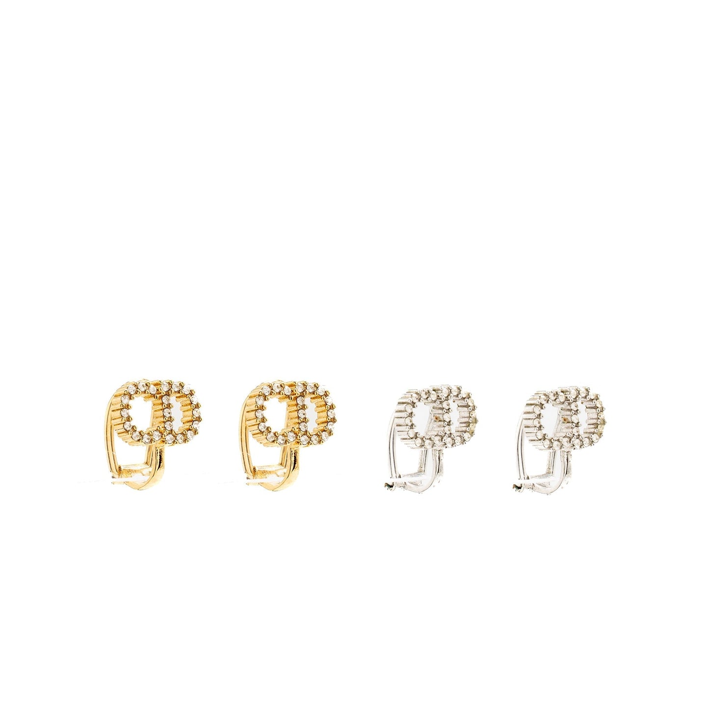 Dior Crystal Ear Clips Tone (Sell In A Gold Silver Travel Bag