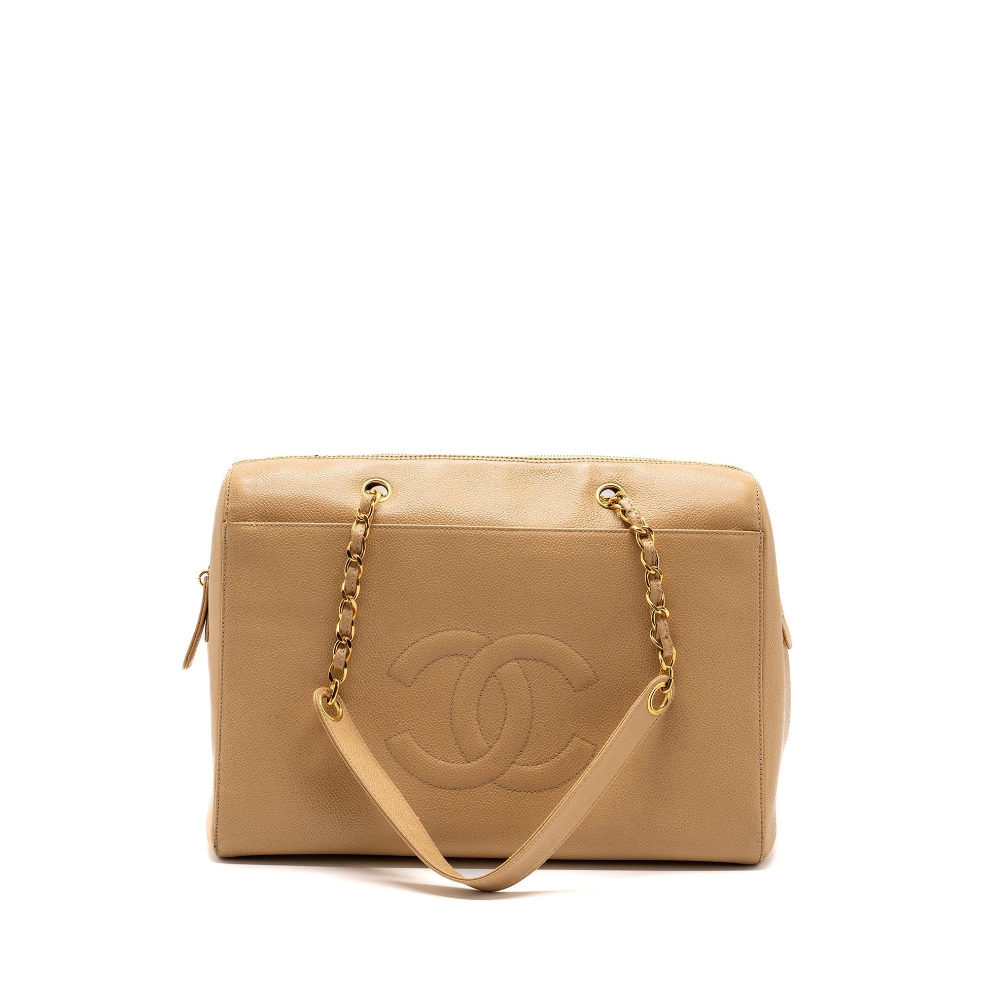 Chanel Caviar GHW Beige Tote Bag