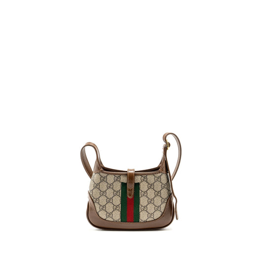 Gucci Jackie Shoulder Bag Supreme Calfskin Multicolour Canvas Brown Multicolour Ghw