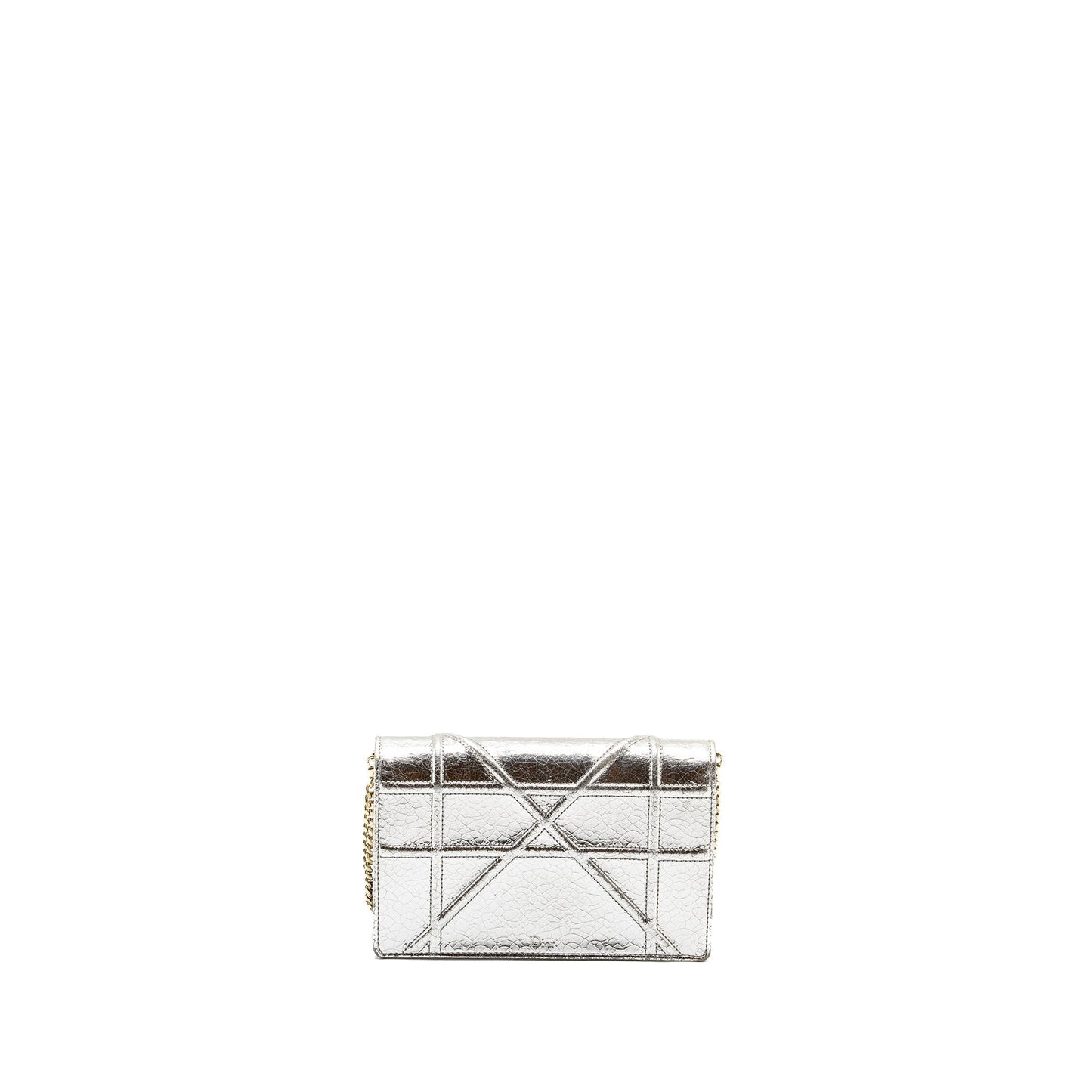 Dior ama Purse Metallic Handbag Leather Silver Travel Bag