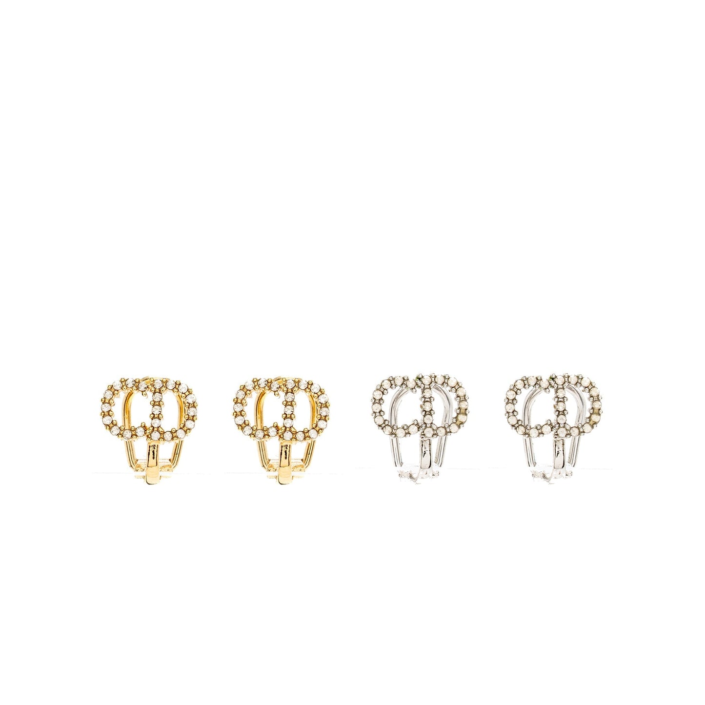 Dior Crystal Ear Clips Tone (Sell In A Gold Silver Travel Bag