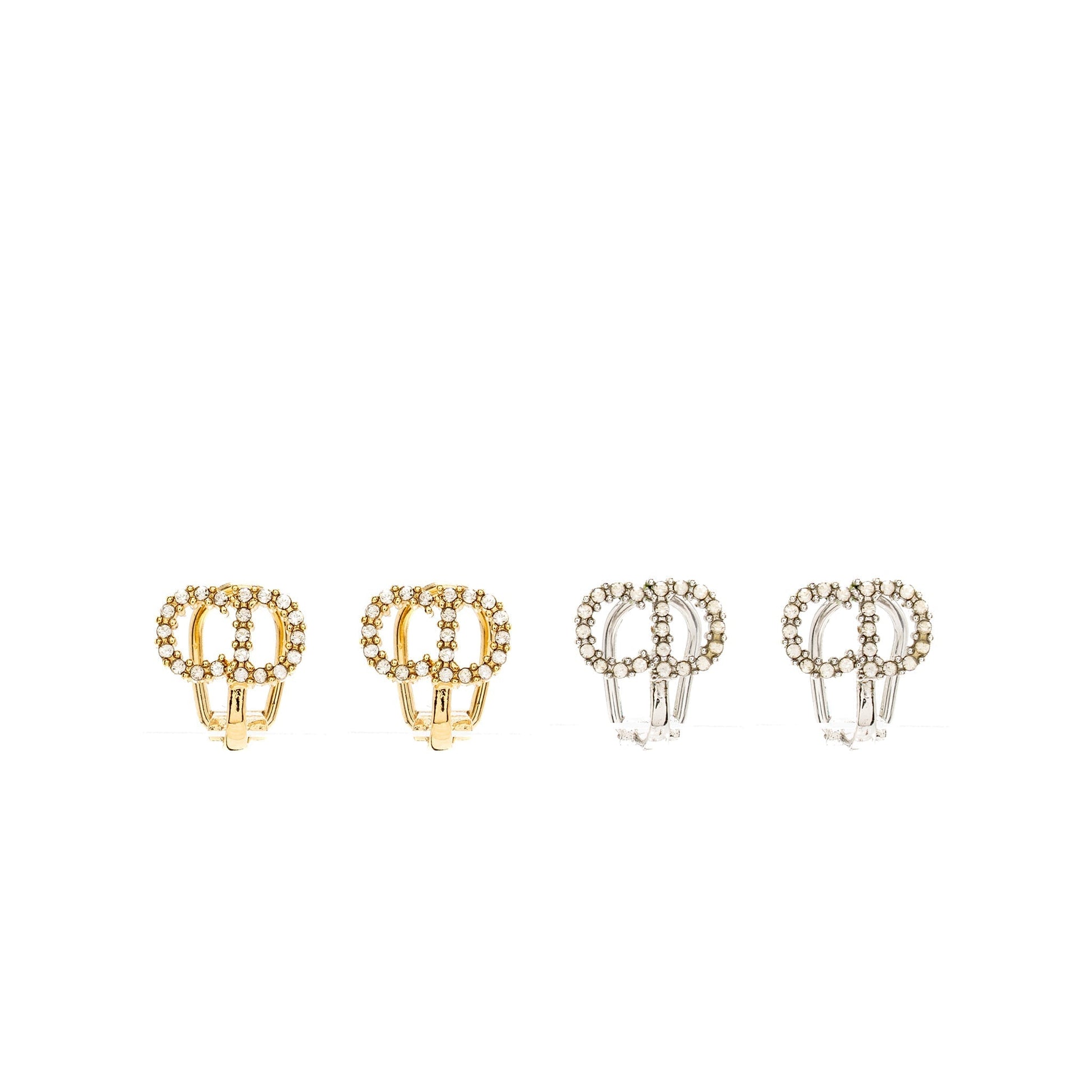 Dior Crystal Ear Clips Tone (Sell In A Gold Silver Travel Bag